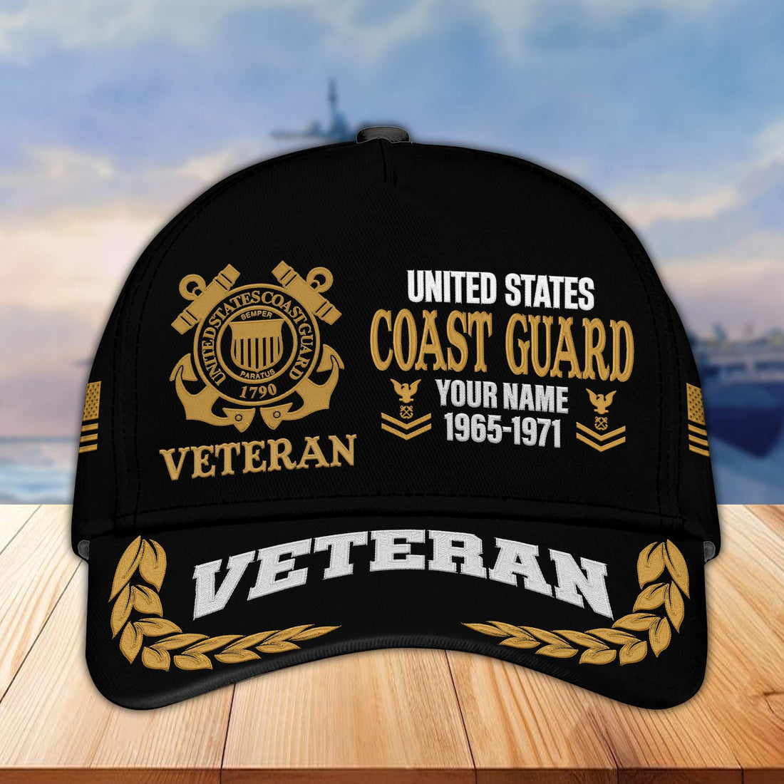 Premium Custom Name, Rank, Year USCG Embroidered Cap VPVC301805, Cap for Coast Guard Veteran, Gifts For Dad, Gifts On Father's Day, Independence Day, Veterans Day.