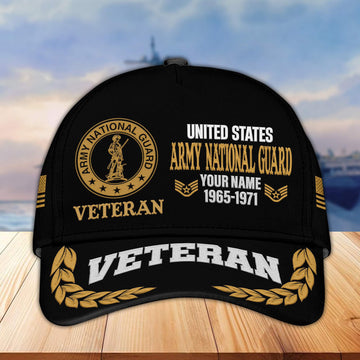 Premium Custom Name, Rank, Year Army National Guard Veteran Embroidered Cap VPVC301808, Cap for Army National Guard Veteran, Gifts For Dad, Gifts On Father's Day, Independence Day, Veterans Day.