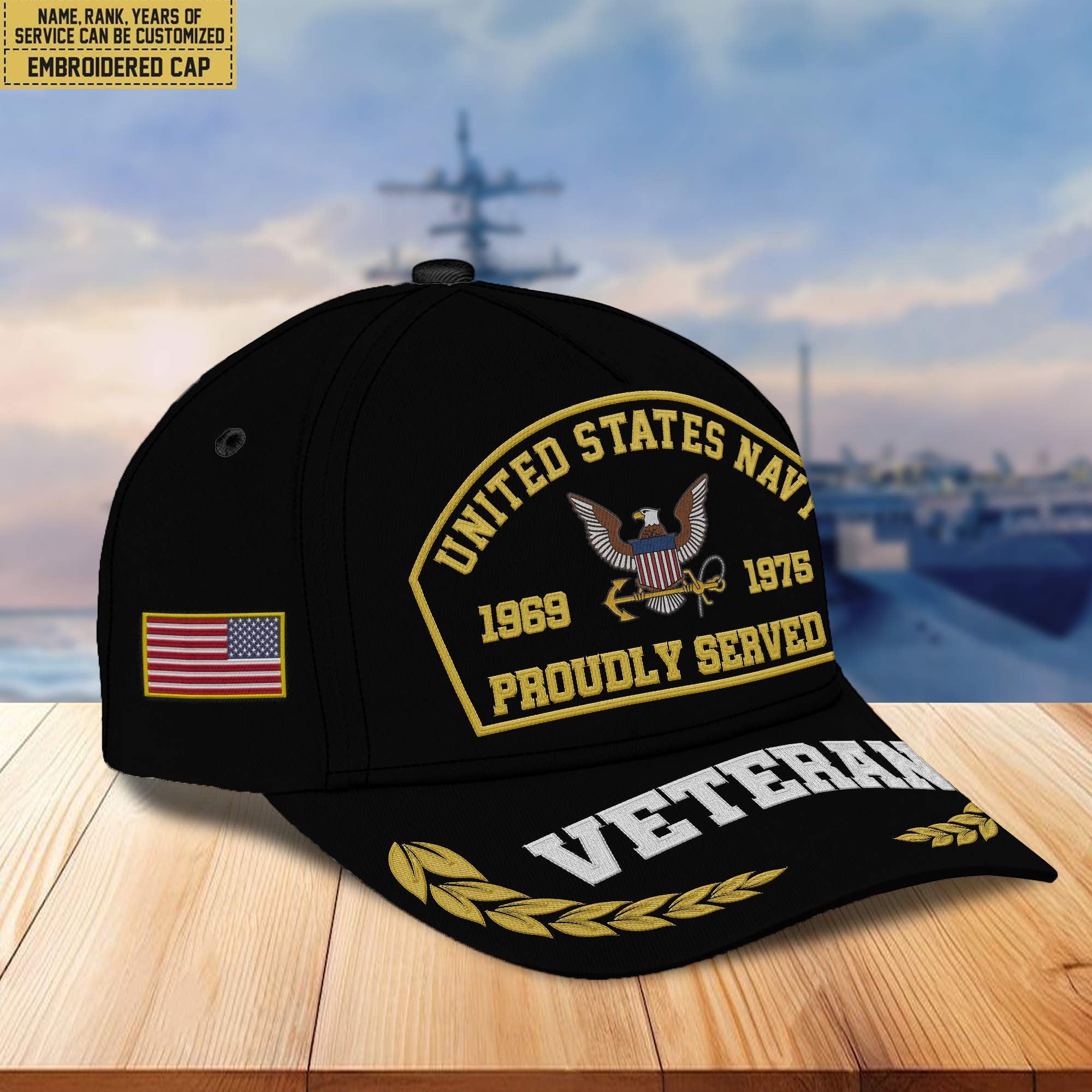 Premium Custom Name, Rank, Year US Navy Embroidered Cap VPVC301902, Cap for Navy Veteran, Gifts For Dad, Gifts On Father's Day, Independence Day, Veterans Day.