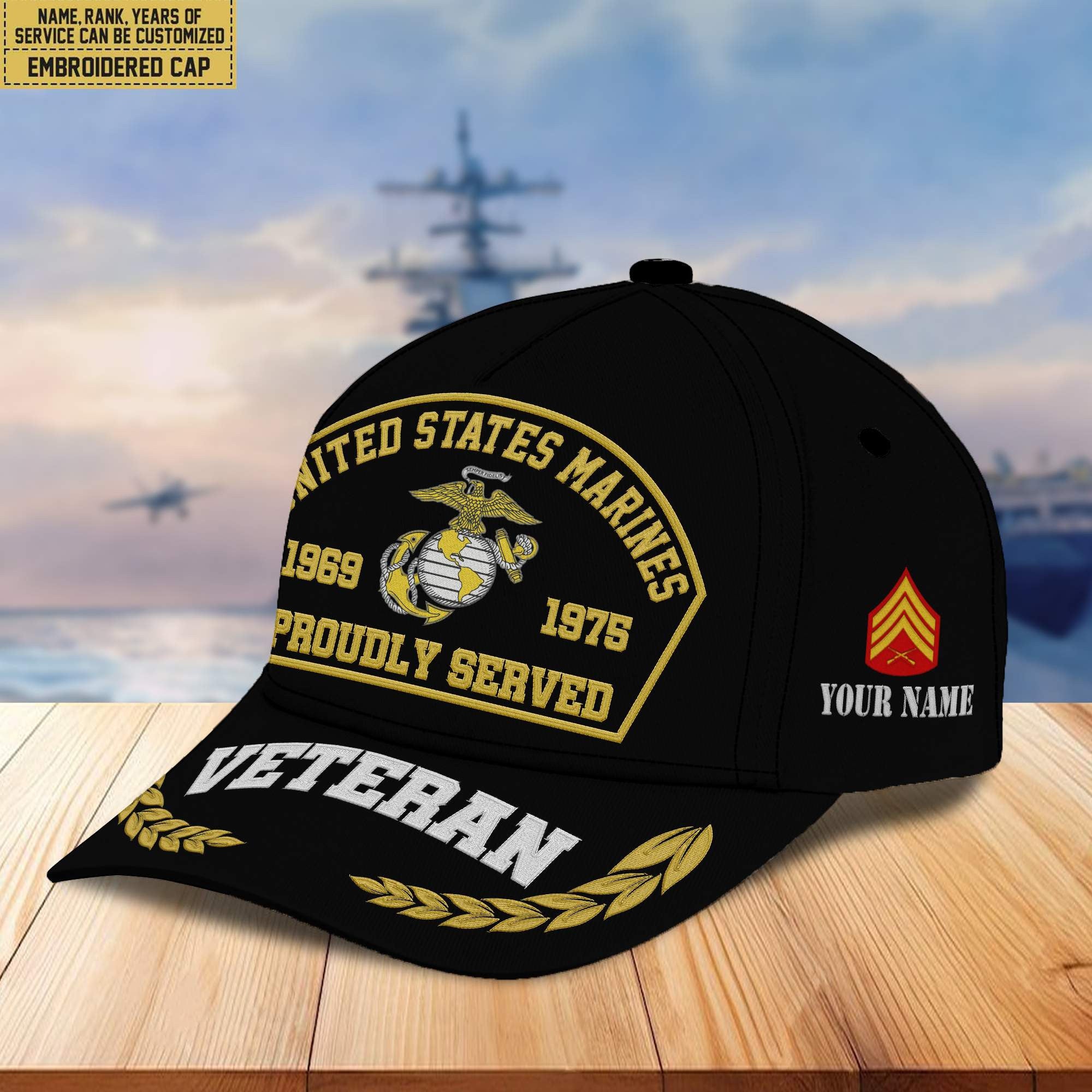 Premium Custom Name, Rank, Year USMC Embroidered Cap VPVC301903, Cap for Marine Veteran, Gifts For Dad, Gifts On Father's Day, Independence Day, Veterans Day.