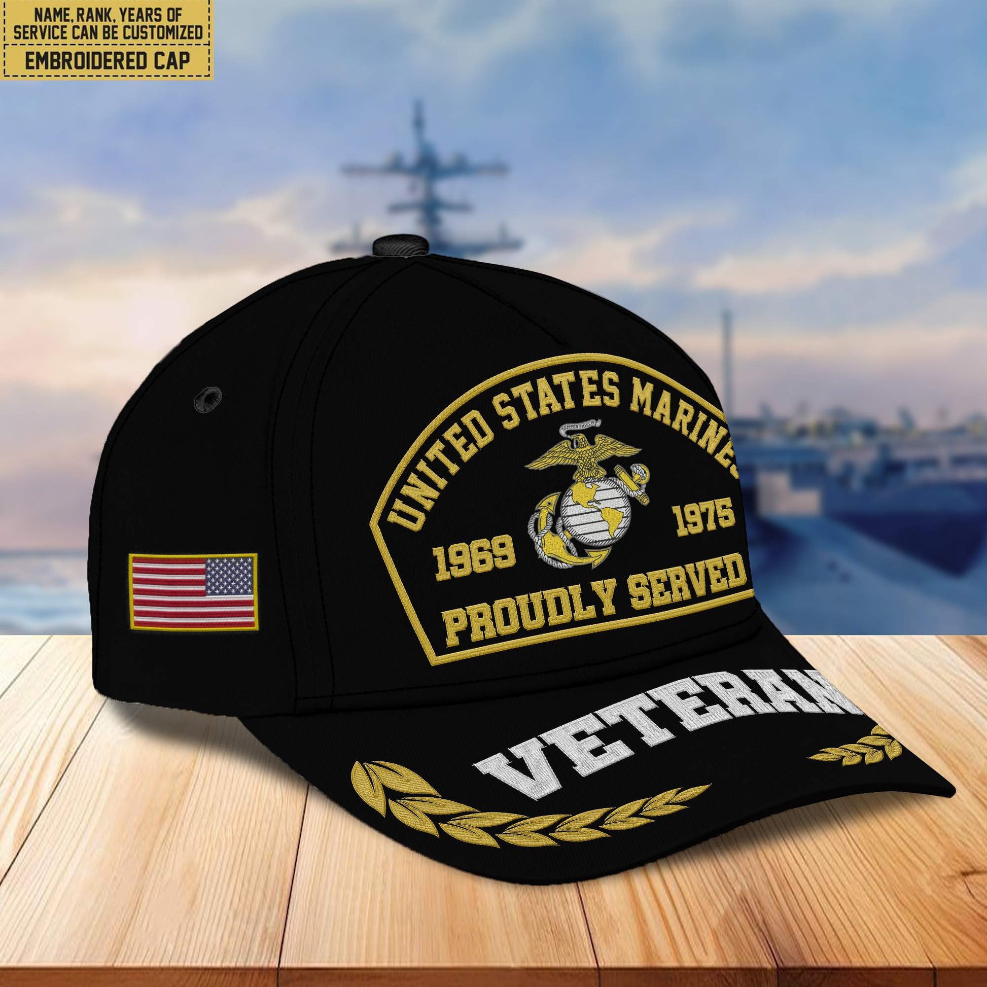 Premium Custom Name, Rank, Year USMC Embroidered Cap VPVC301903, Cap for Marine Veteran, Gifts For Dad, Gifts On Father's Day, Independence Day, Veterans Day.