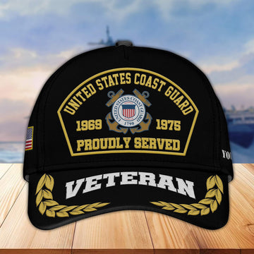 Premium Custom Name, Rank, Year USCG Embroidered Cap VPVC301905, Cap for Coast Guard Veteran, Gifts For Dad, Gifts On Father's Day, Independence Day, Veterans Day.
