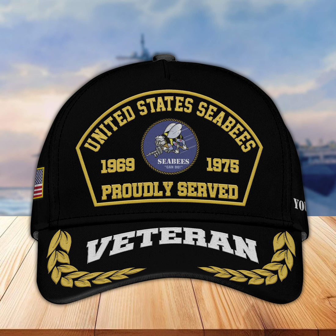 Premium Custom Name, Rank, Year US Seabees Veteran Embroidered Cap VPVC301909, Cap for Seabees Veteran, Gifts For Dad, Gifts On Father's Day, Independence Day, Veterans Day.