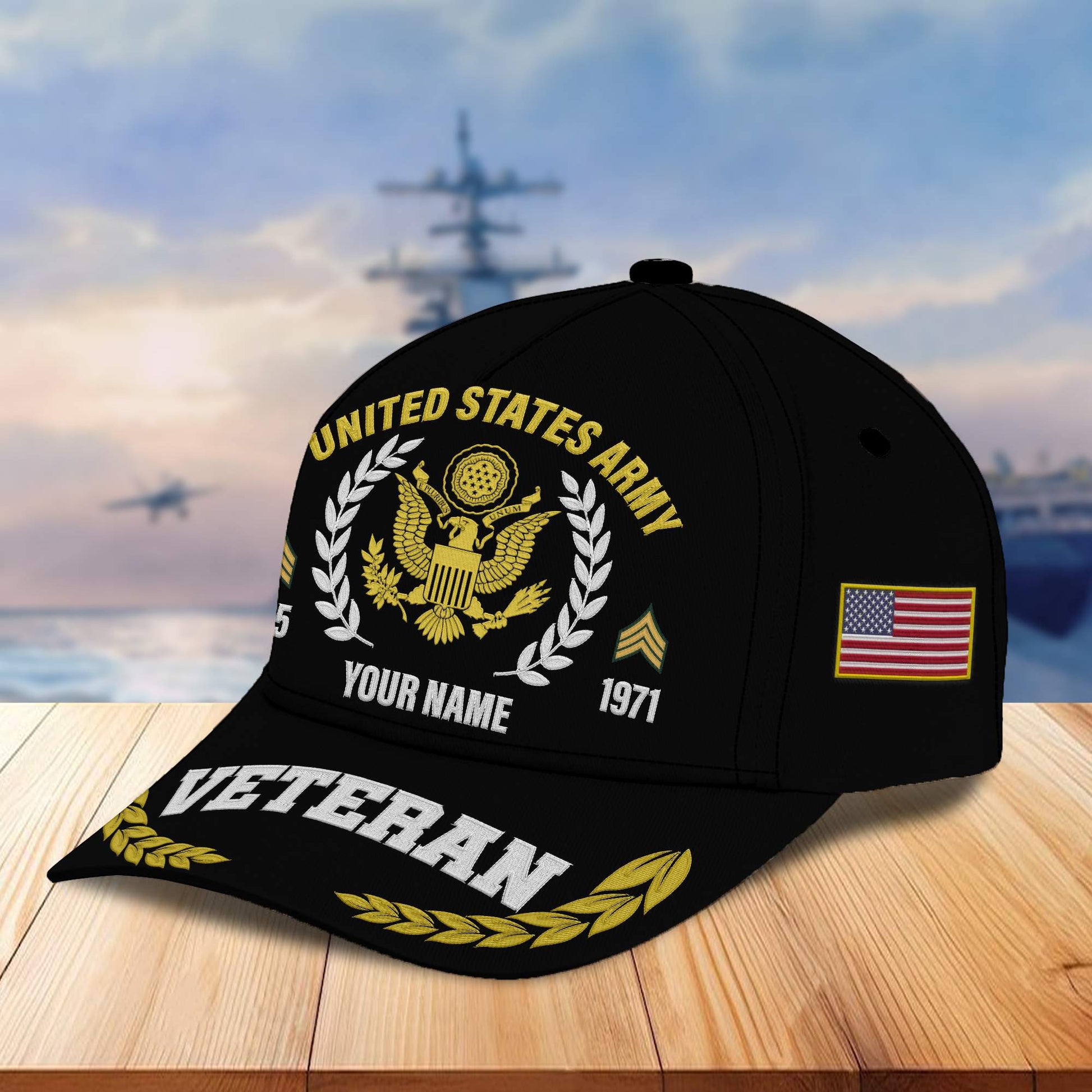 Premium Custom Name, Rank, Year US Army Embroidered Cap VPVC302401, Cap for Army Veteran, Gifts For Dad, Gifts On Father's Day, Independence Day, Veterans Day.