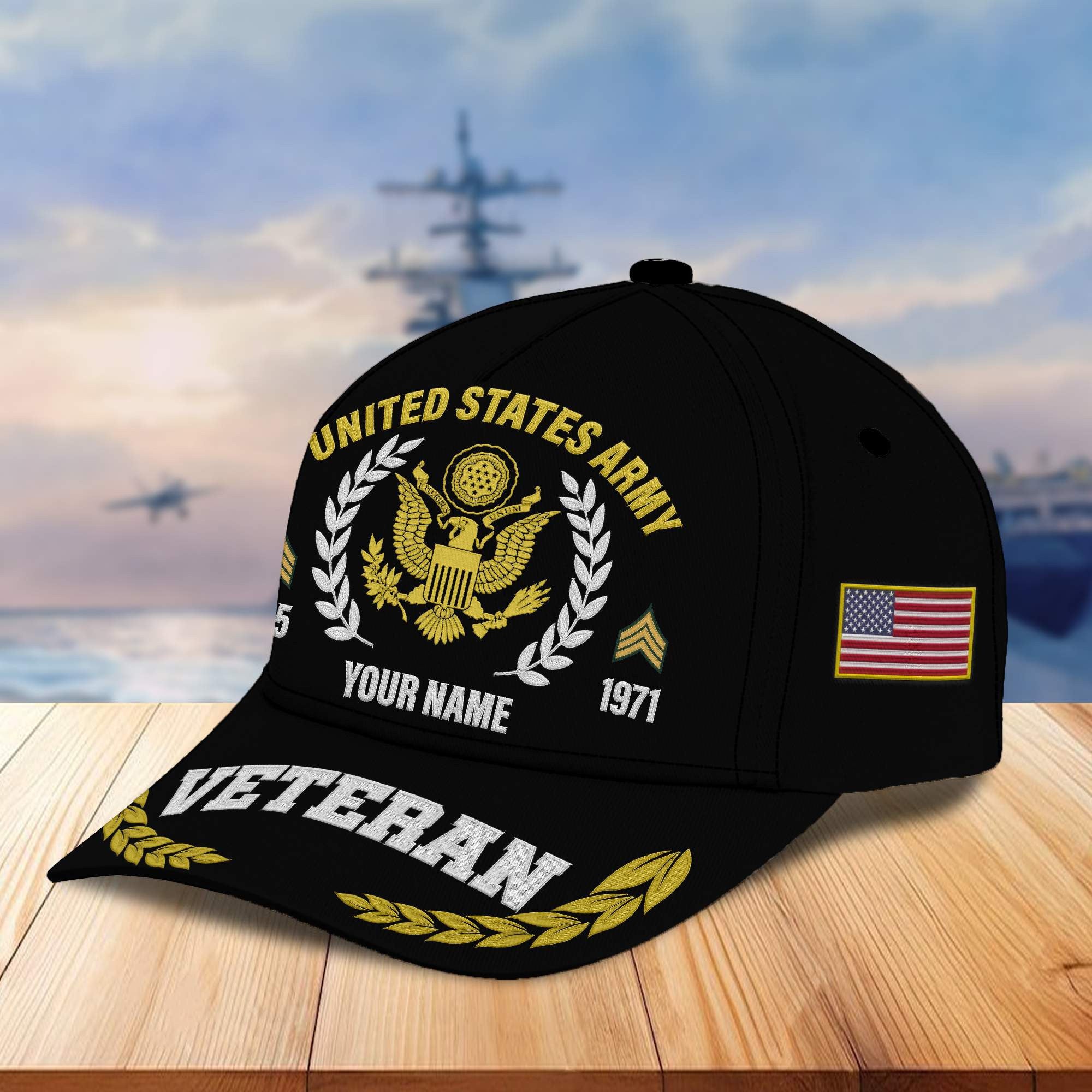 Premium Custom Name, Rank, Year US Army Embroidered Cap VPVC302401, Cap for Army Veteran, Gifts For Dad, Gifts On Father's Day, Independence Day, Veterans Day.
