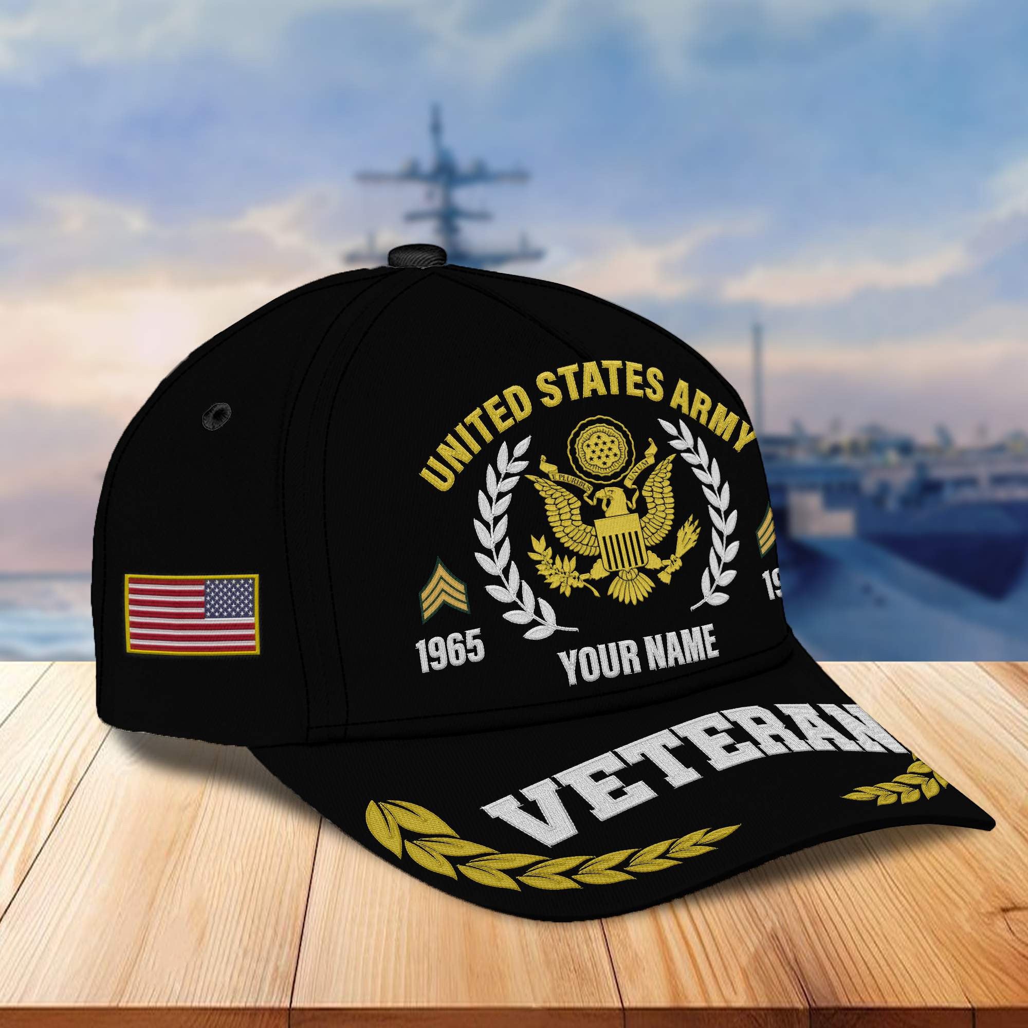 Premium Custom Name, Rank, Year US Army Embroidered Cap VPVC302401, Cap for Army Veteran, Gifts For Dad, Gifts On Father's Day, Independence Day, Veterans Day.