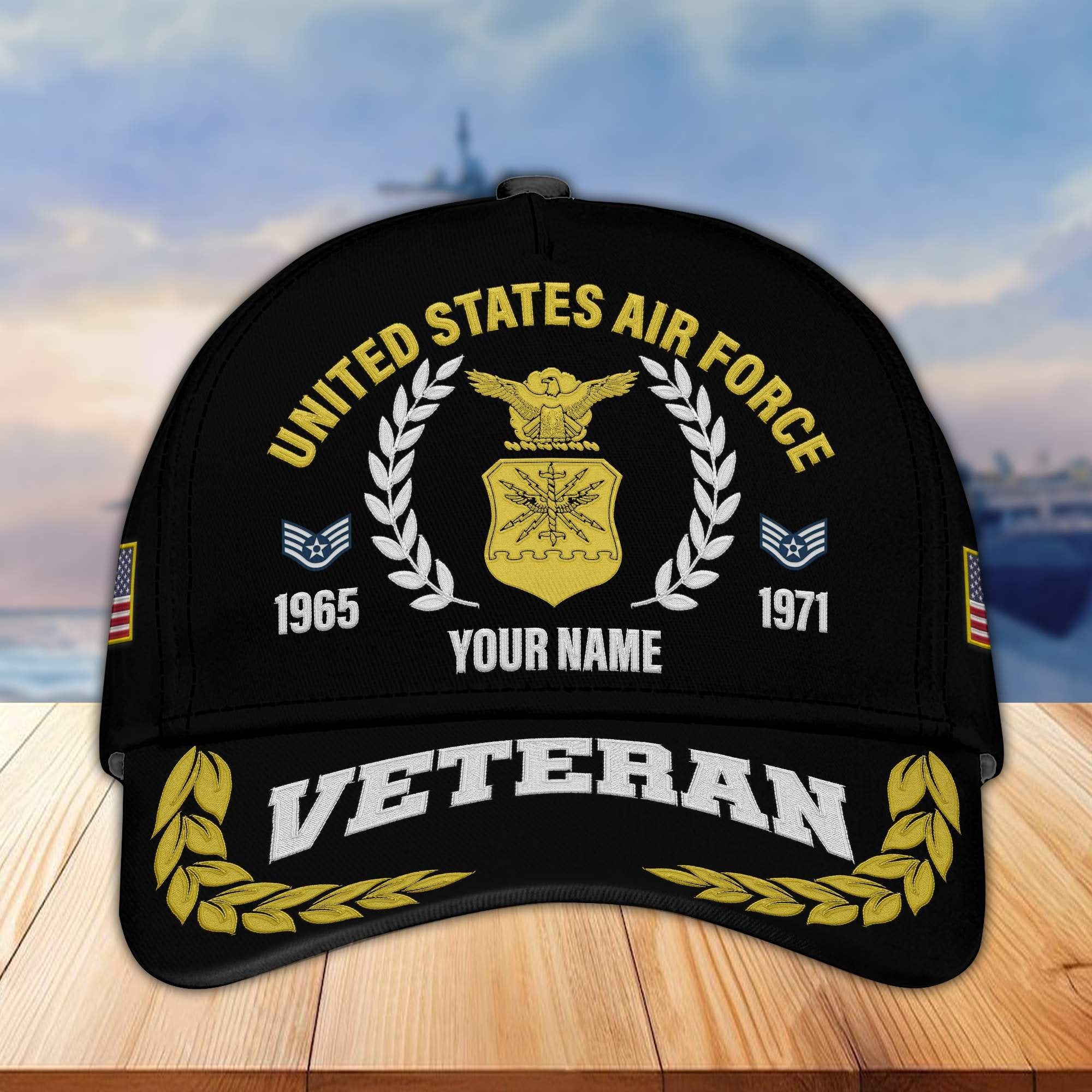 Premium Custom Name, Rank, Year USAF Embroidered Cap VPVC302404, Cap for Air Force Veteran, Gifts For Dad, Gifts On Father's Day, Independence Day, Veterans Day.