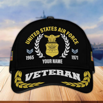 Premium Custom Name, Rank, Year USAF Embroidered Cap VPVC302404, Cap for Air Force Veteran, Gifts For Dad, Gifts On Father's Day, Independence Day, Veterans Day.