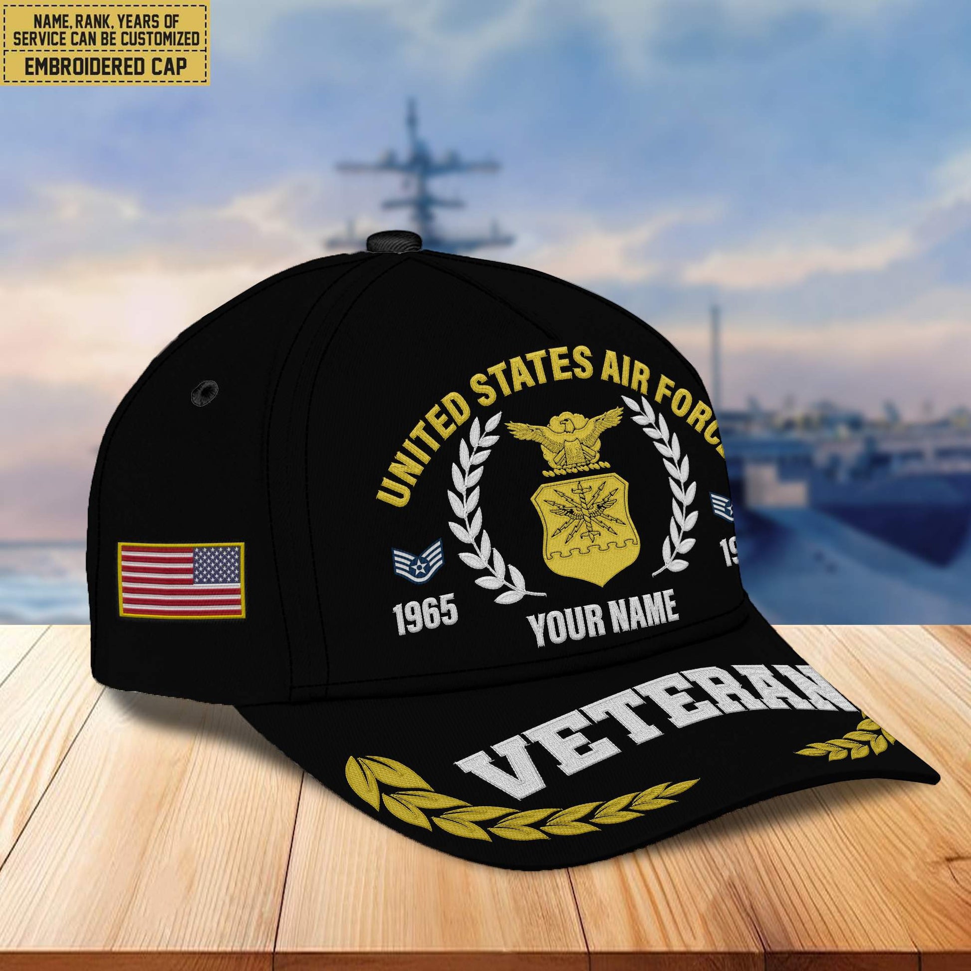 Premium Custom Name, Rank, Year USAF Embroidered Cap VPVC302404, Cap for Air Force Veteran, Gifts For Dad, Gifts On Father's Day, Independence Day, Veterans Day.