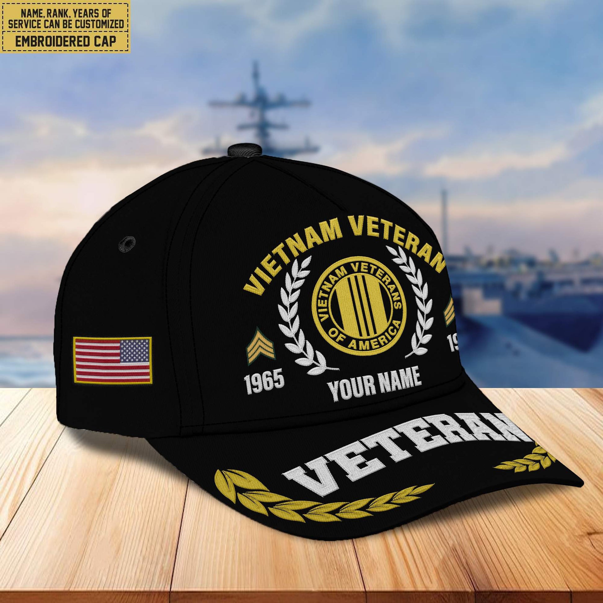 Premium Custom Name, Rank, Year Vietnam Veteran Embroidered Cap VPVC302406, Cap for Vietnam Veteran, Gifts For Dad, Gifts On Father's Day, Independence Day, Veterans Day.