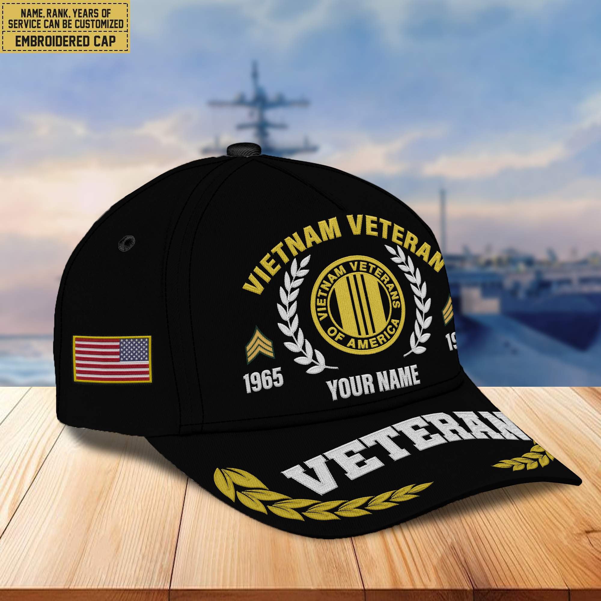 Premium Custom Name, Rank, Year Vietnam Veteran Embroidered Cap VPVC302406, Cap for Vietnam Veteran, Gifts For Dad, Gifts On Father's Day, Independence Day, Veterans Day.