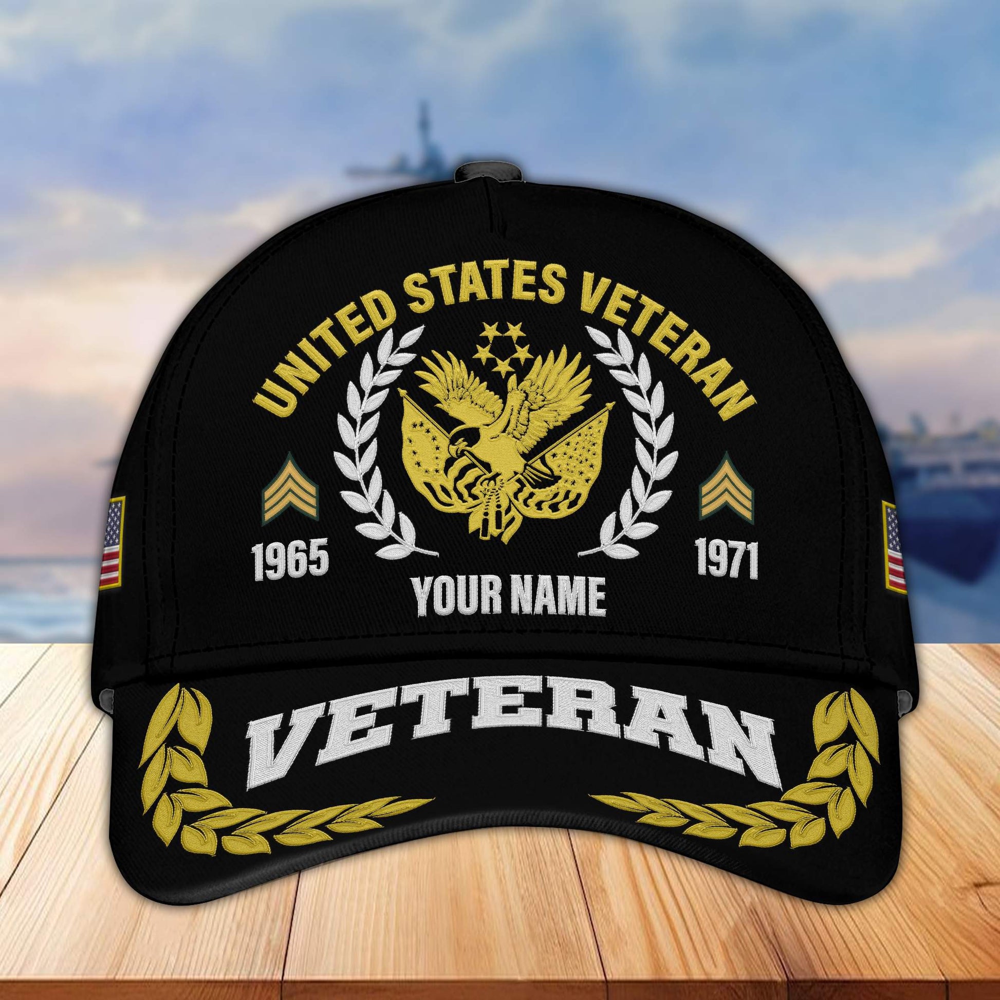 Premium Custom Name, Rank, Year US Veteran Embroidered Cap VPVC302407, Cap for US Veteran, Gifts For Dad, Gifts On Father's Day, Independence Day, Veterans Day.
