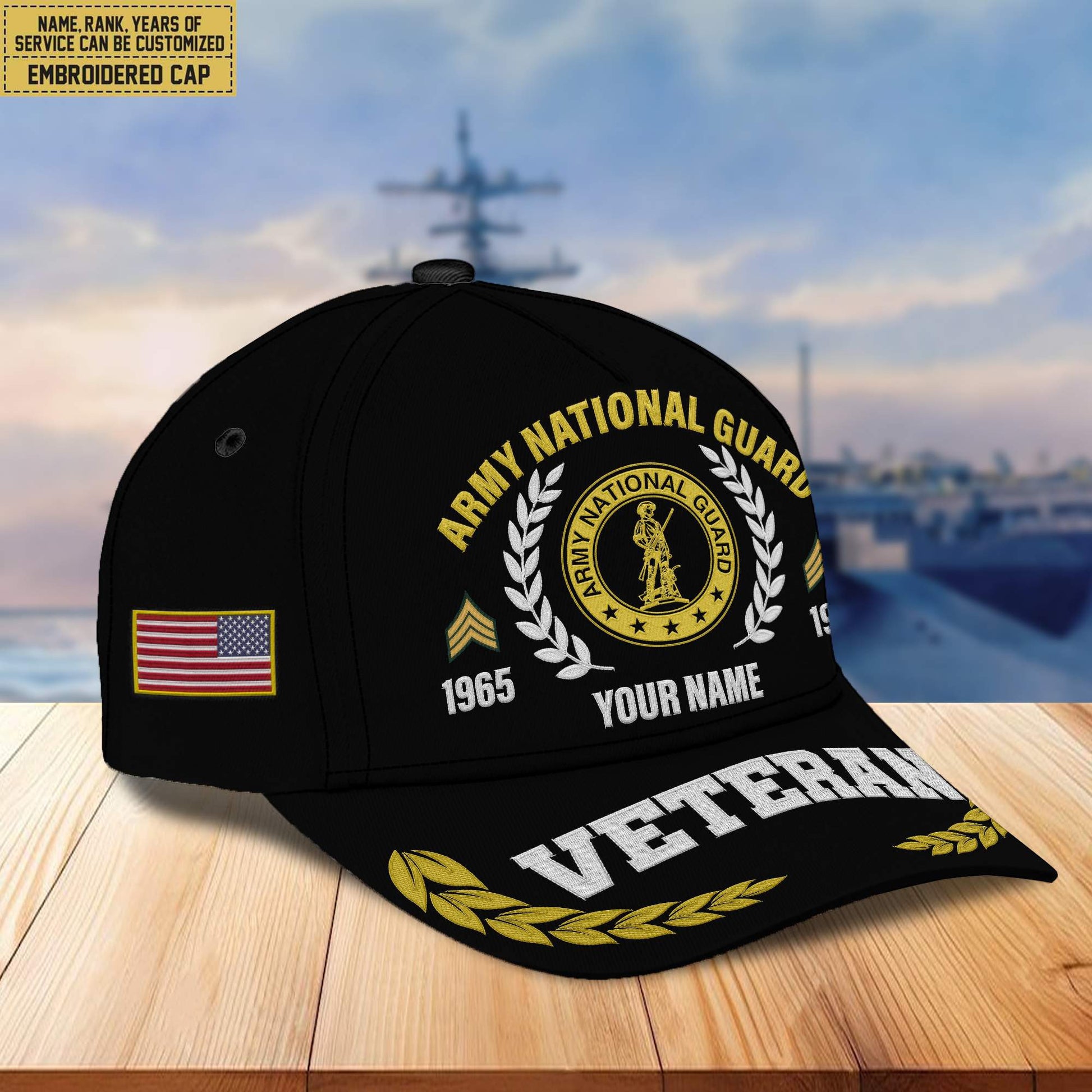 Premium Custom Name, Rank, Year Army National Guard Veteran Embroidered Cap VPVC302408, Cap for Army National Guard Veteran, Gifts For Dad, Gifts On Father's Day, Independence Day, Veterans Day.