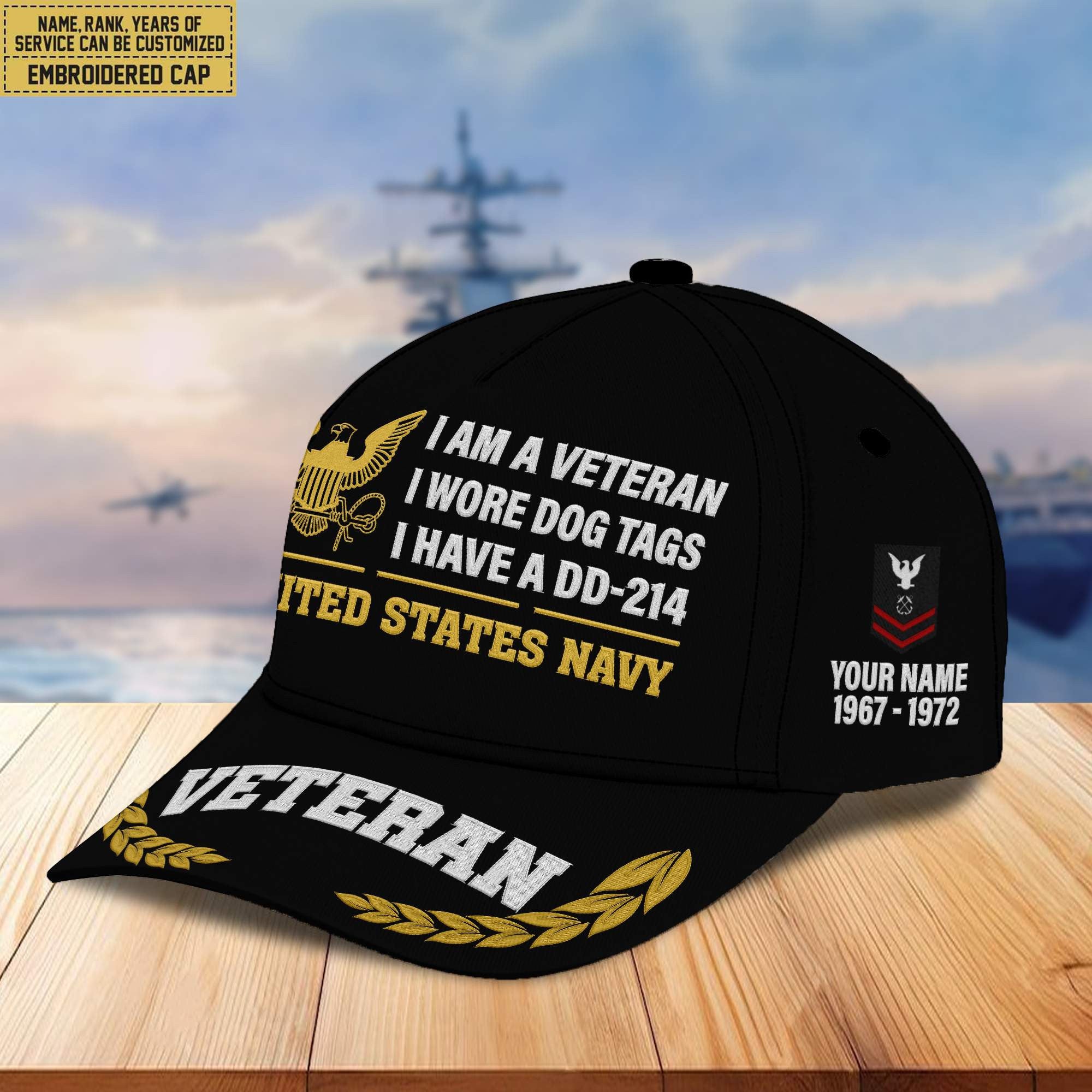 Premium Custom US Navy Embroidered Cap VPVC302102, Cap for Navy Veteran, Gifts For Dad, Gifts On Father's Day, Independence Day, Veterans Day.