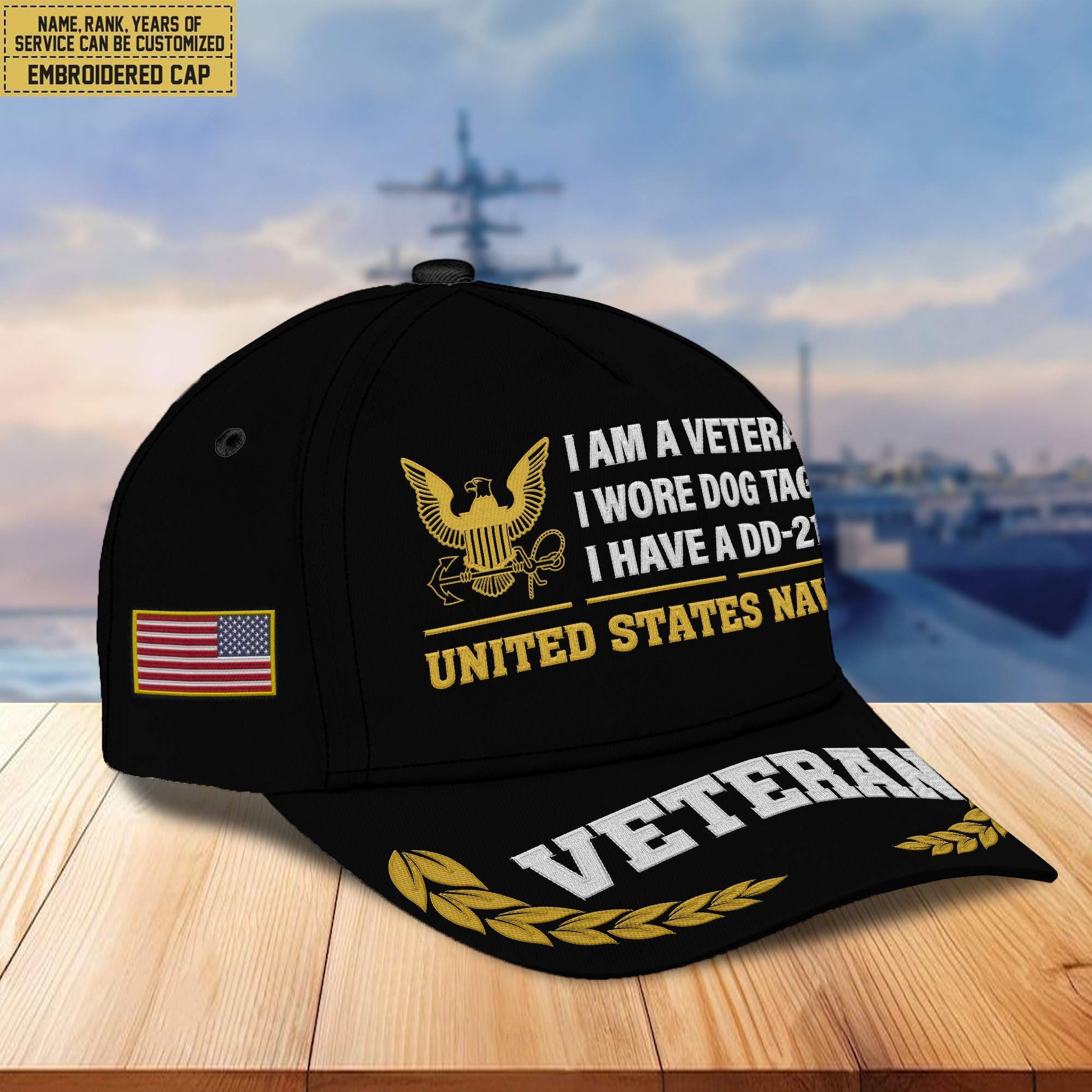 Premium Custom US Navy Embroidered Cap VPVC302102, Cap for Navy Veteran, Gifts For Dad, Gifts On Father's Day, Independence Day, Veterans Day.