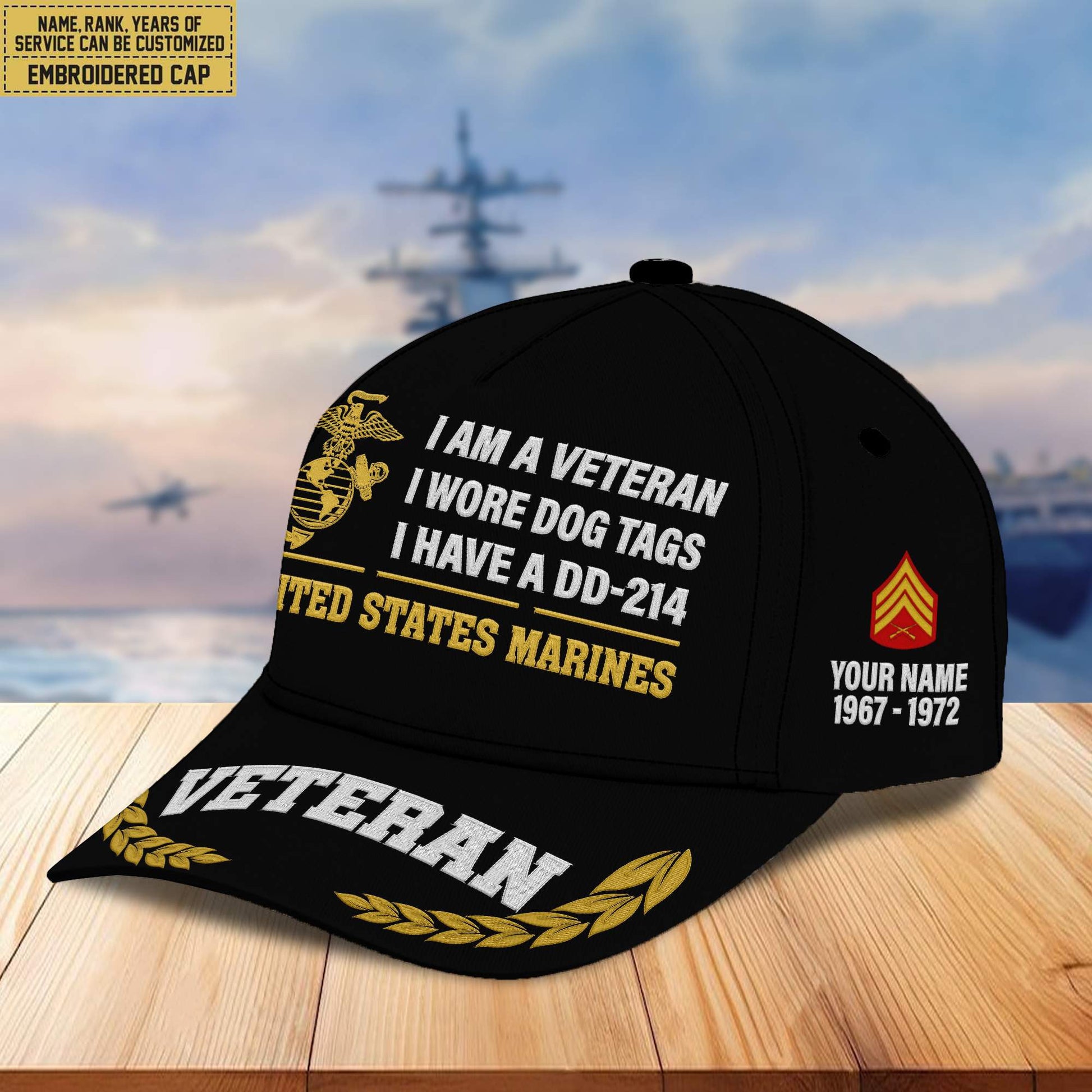 Premium Custom USMC Embroidered Cap VPVC302103, Cap for Marine Veteran, Gifts For Dad, Gifts On Father's Day, Independence Day, Veterans Day.