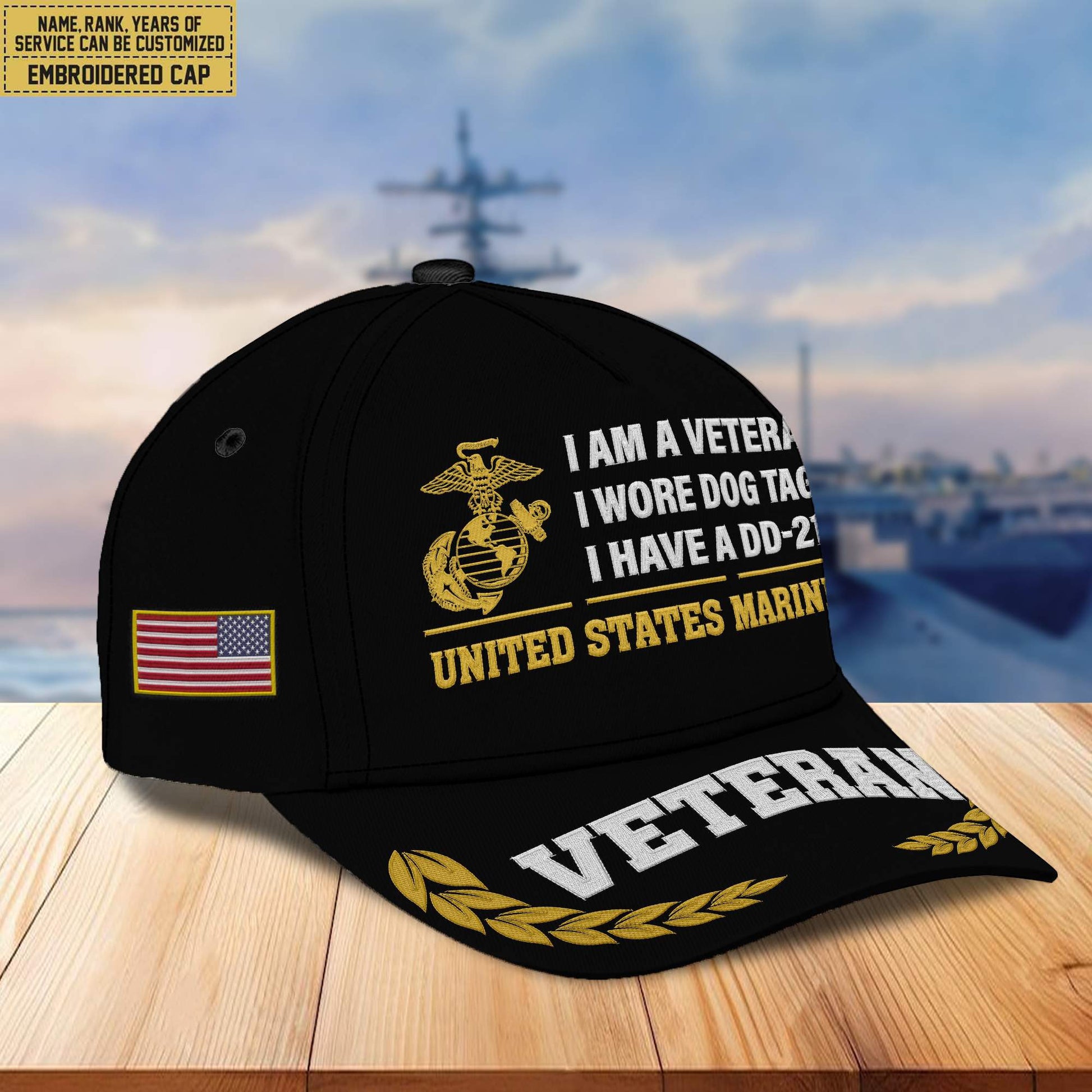 Premium Custom USMC Embroidered Cap VPVC302103, Cap for Marine Veteran, Gifts For Dad, Gifts On Father's Day, Independence Day, Veterans Day.