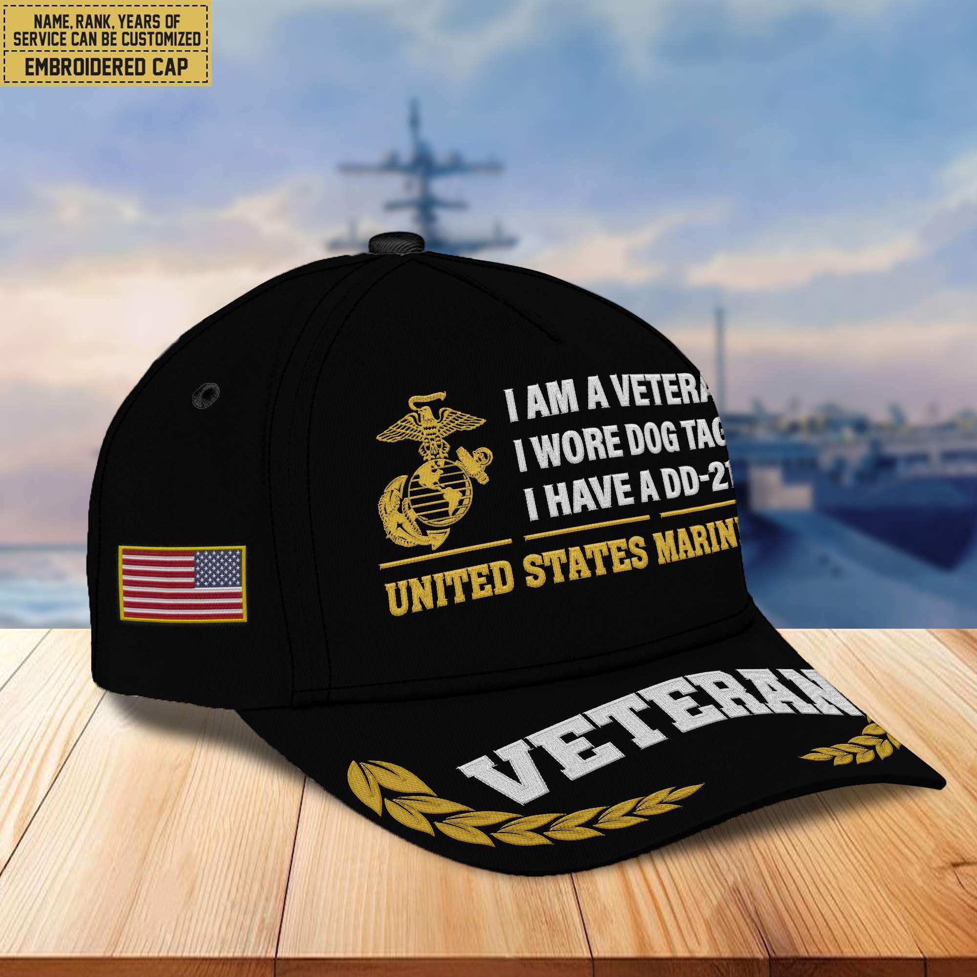 Premium Custom USMC Embroidered Cap VPVC302103, Cap for Marine Veteran, Gifts For Dad, Gifts On Father's Day, Independence Day, Veterans Day.