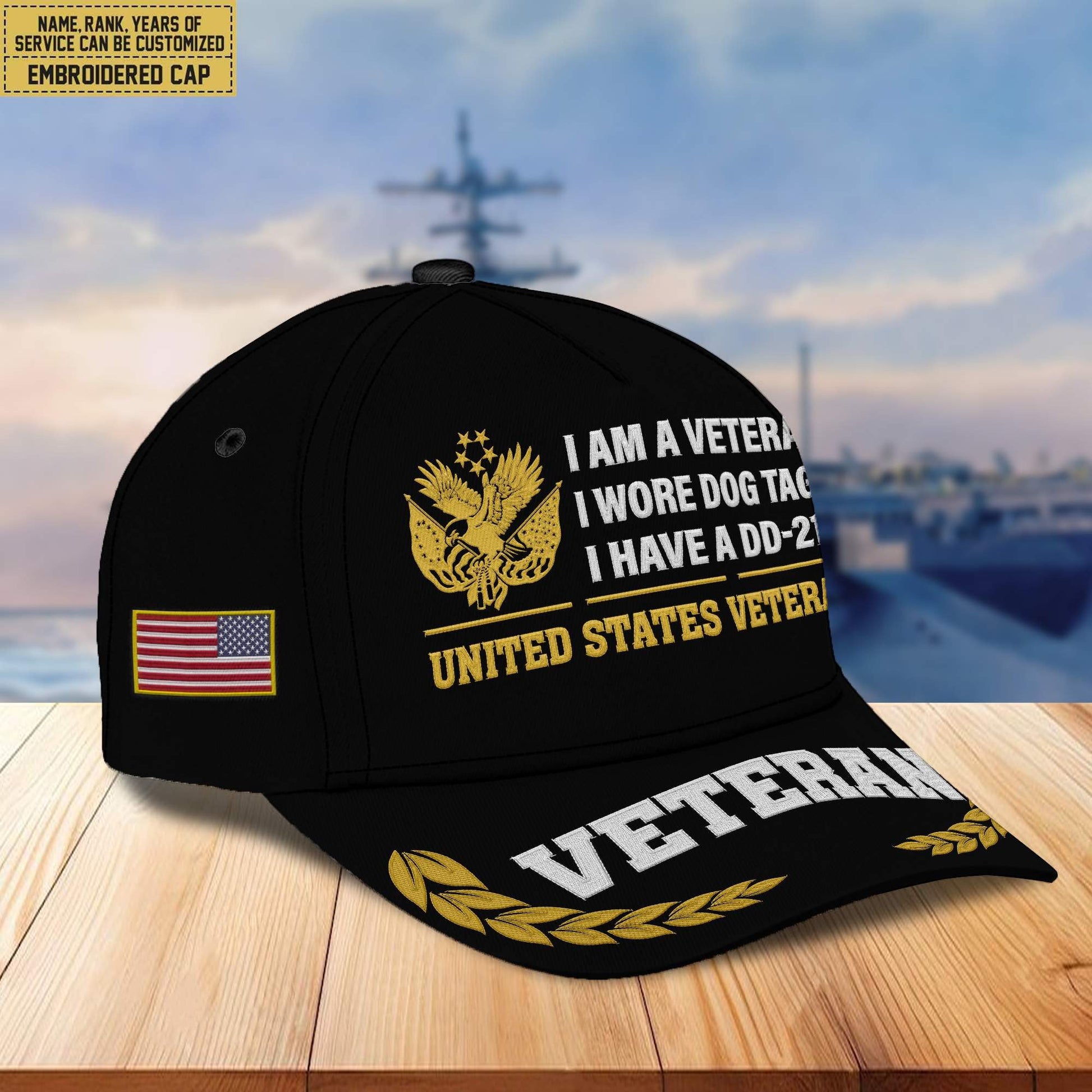 Premium Custom US Veteran Embroidered Cap VPVC302107, Cap for US Veteran, Gifts For Dad, Gifts On Father's Day, Independence Day, Veterans Day.