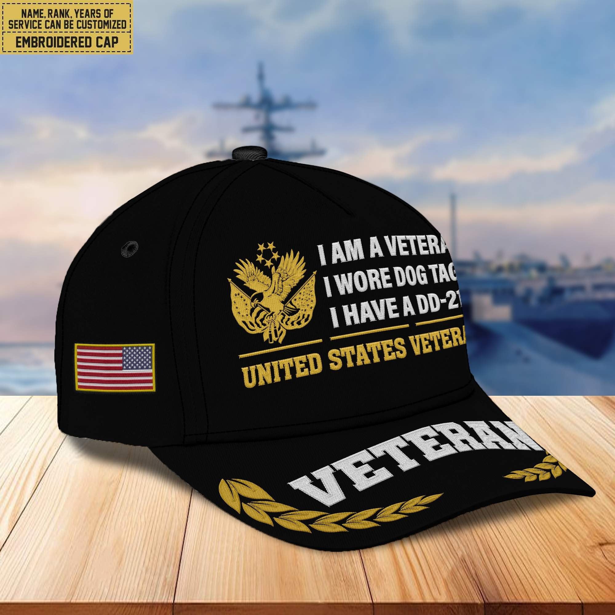 Premium Custom US Veteran Embroidered Cap VPVC302107, Cap for US Veteran, Gifts For Dad, Gifts On Father's Day, Independence Day, Veterans Day.
