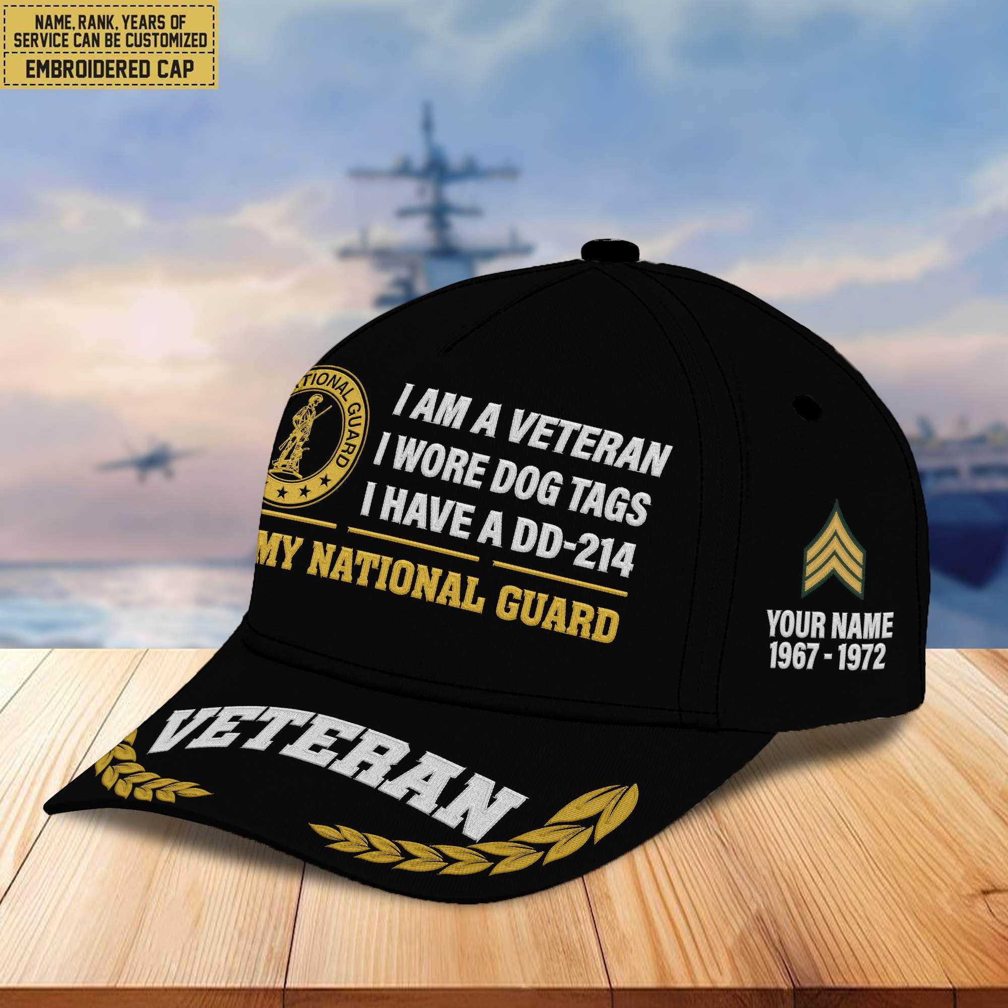 Premium Custom Name, Rank, Year Army National Guard Veteran Embroidered Cap VPVC302108, Cap for Army National Guard Veteran, Gifts For Dad, Gifts On Father's Day, Independence Day, Veterans Day.