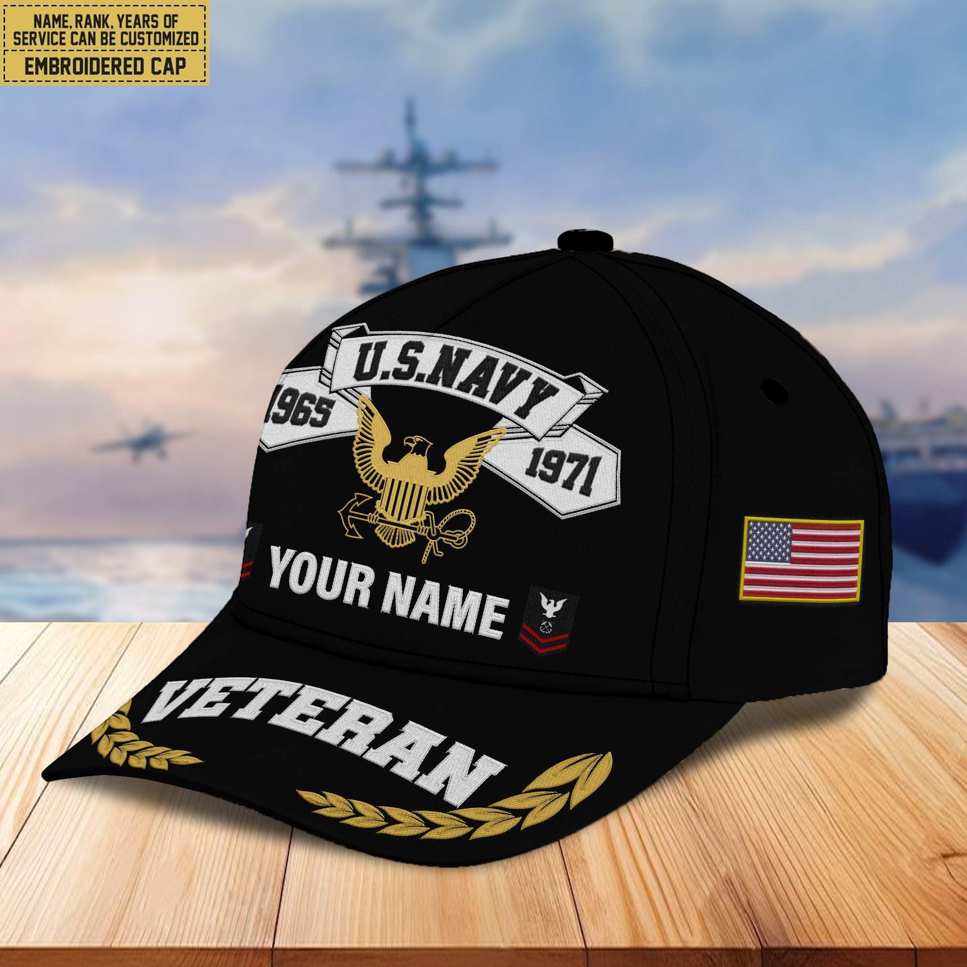 Premium Custom US Navy Embroidered Cap VPVC302202, Cap for Navy Veteran, Gifts For Dad, Gifts On Father's Day, Independence Day, Veterans Day.