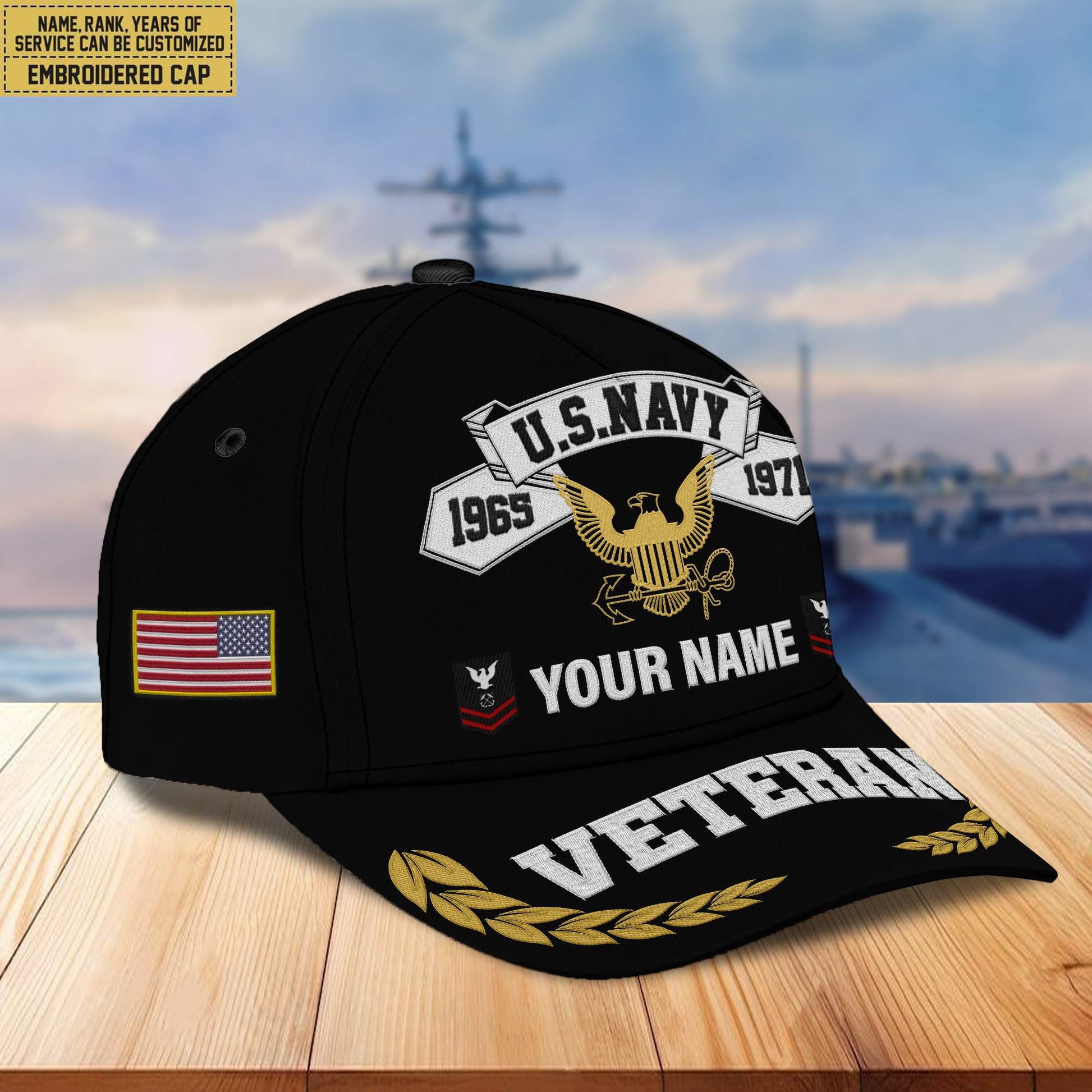 Premium Custom US Navy Embroidered Cap VPVC302202, Cap for Navy Veteran, Gifts For Dad, Gifts On Father's Day, Independence Day, Veterans Day.