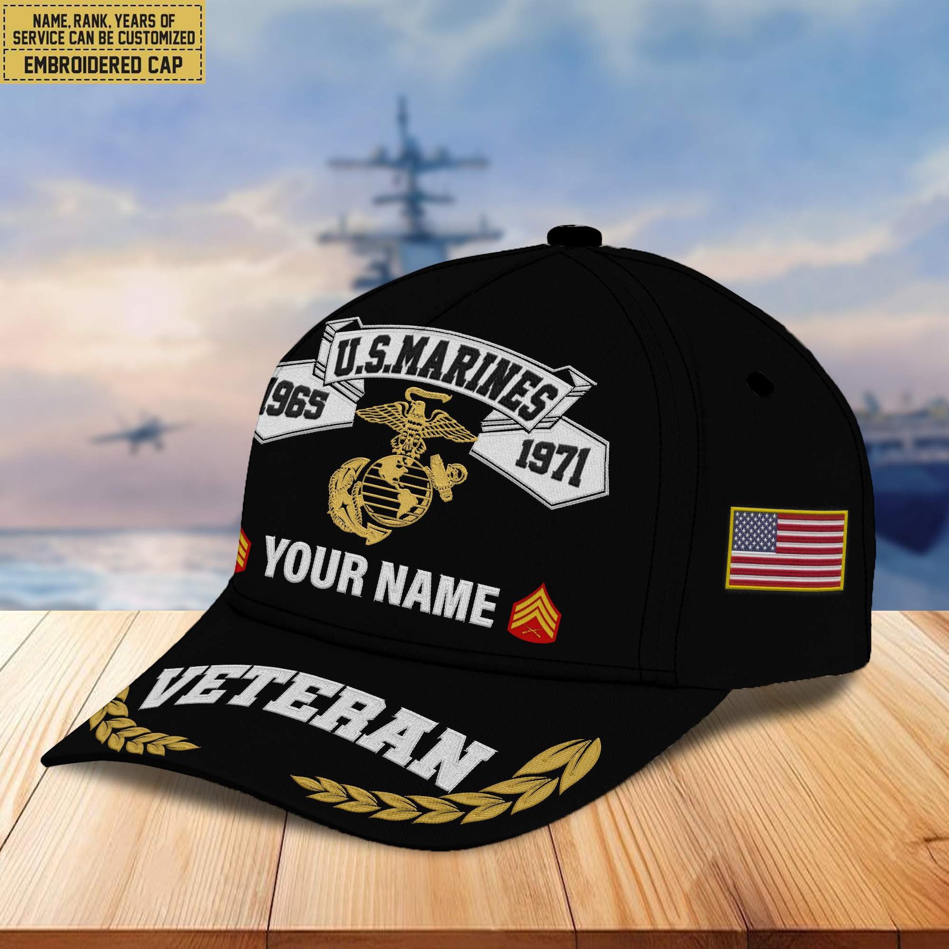 Premium Custom USMC Embroidered Cap VPVC302203, Cap for Marine Veteran, Gifts For Dad, Gifts On Father's Day, Independence Day, Veterans Day.