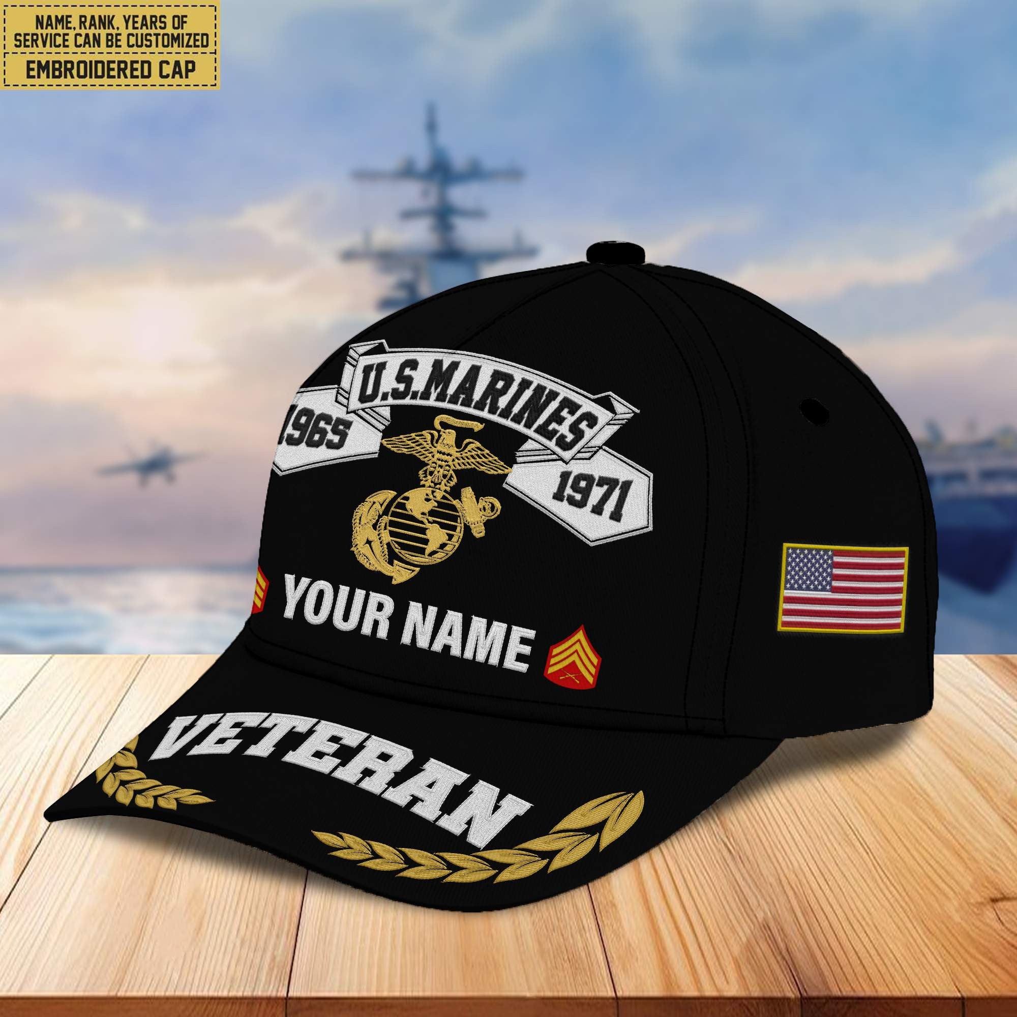 Premium Custom USMC Embroidered Cap VPVC302203, Cap for Marine Veteran, Gifts For Dad, Gifts On Father's Day, Independence Day, Veterans Day.