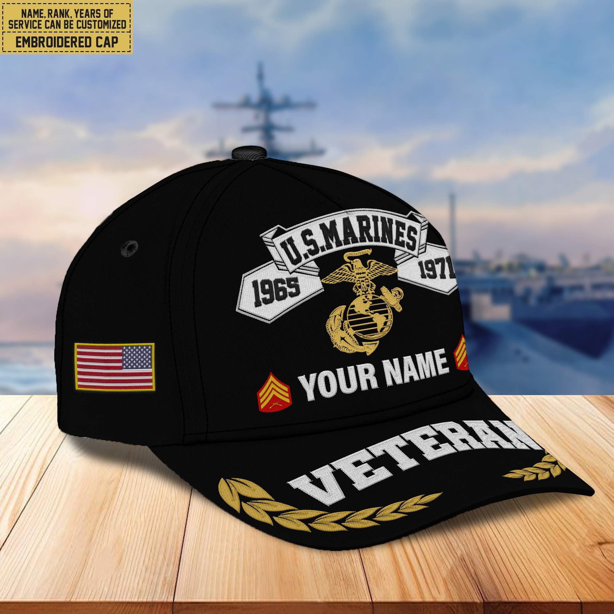 Premium Custom USMC Embroidered Cap VPVC302203, Cap for Marine Veteran, Gifts For Dad, Gifts On Father's Day, Independence Day, Veterans Day.