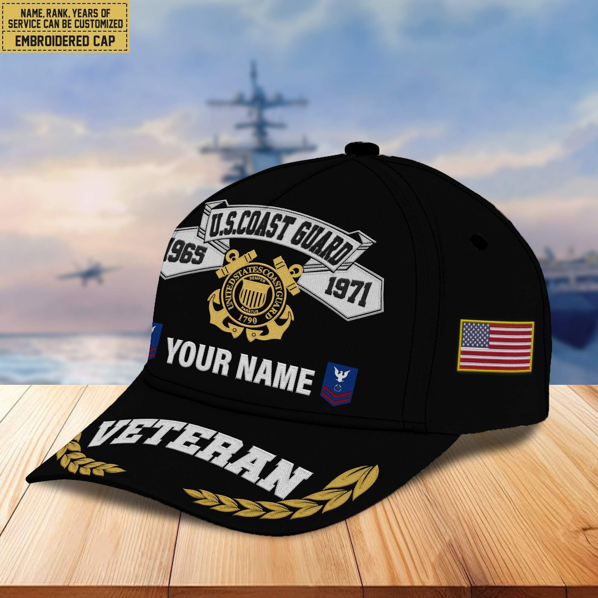 Premium Custom USCG Embroidered Cap VPVC302205, Cap for Coast Guard Veteran, Gifts For Dad, Gifts On Father's Day, Independence Day, Veterans Day.