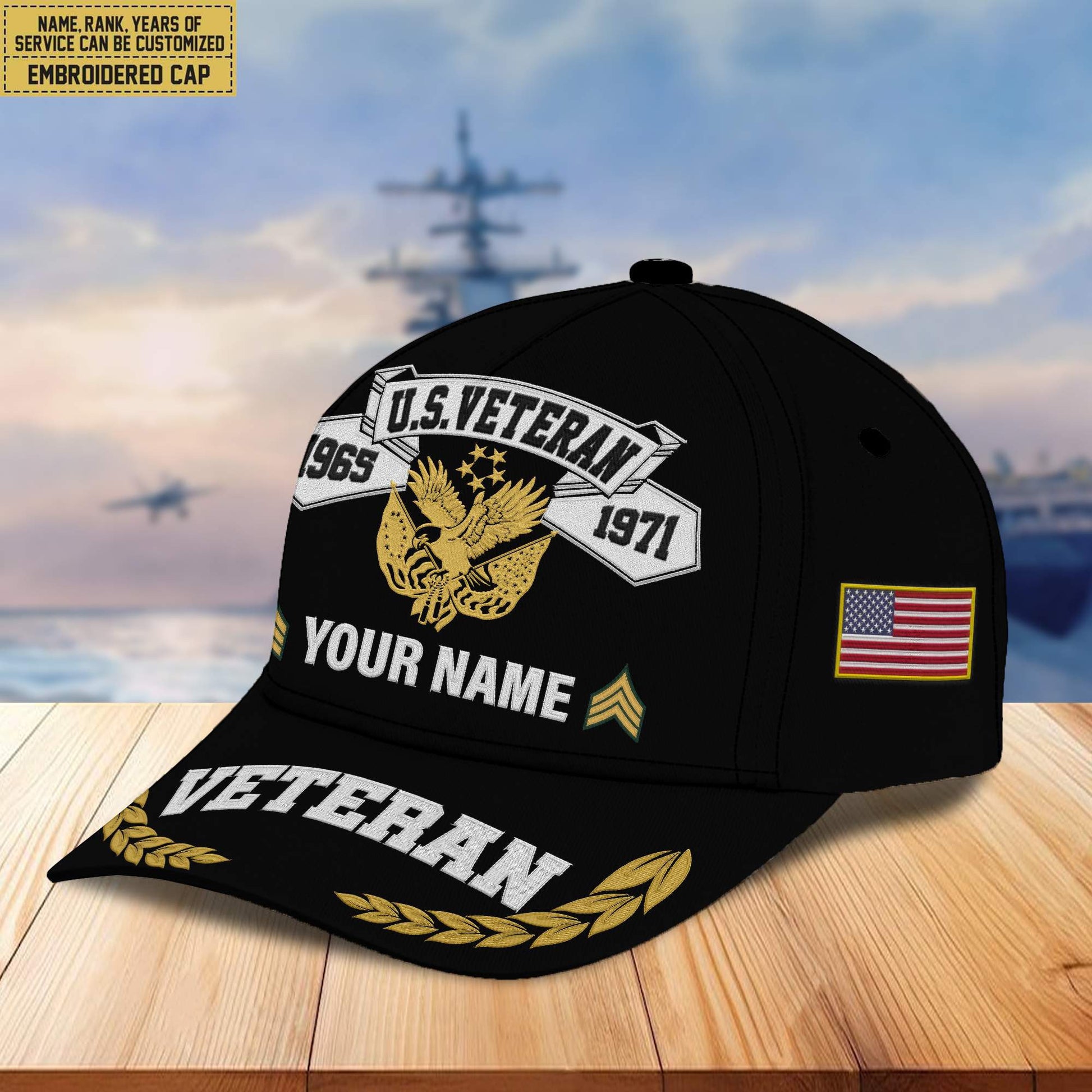 Premium Custom US Veteran Embroidered Cap VPVC302207, Cap for US Veteran, Gifts For Dad, Gifts On Father's Day, Independence Day, Veterans Day.