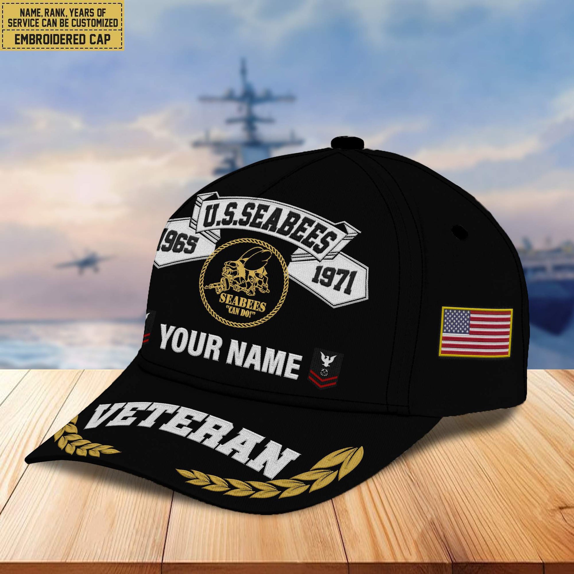 Premium Custom US Seabees Veteran Embroidered Cap VPVC302209, Cap for Seabees Veteran, Gifts For Dad, Gifts On Father's Day, Independence Day, Veterans Day.