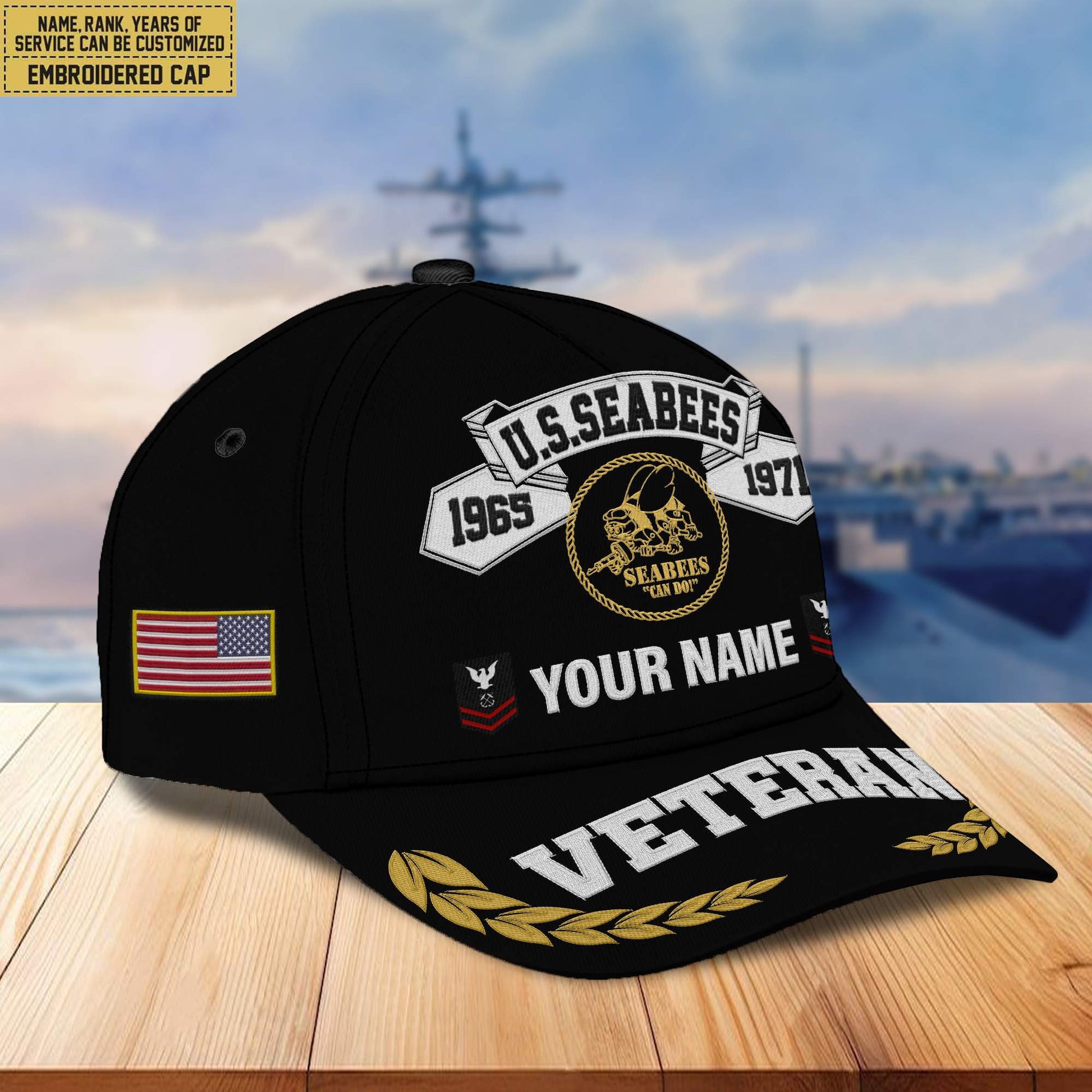 Premium Custom US Seabees Veteran Embroidered Cap VPVC302209, Cap for Seabees Veteran, Gifts For Dad, Gifts On Father's Day, Independence Day, Veterans Day.