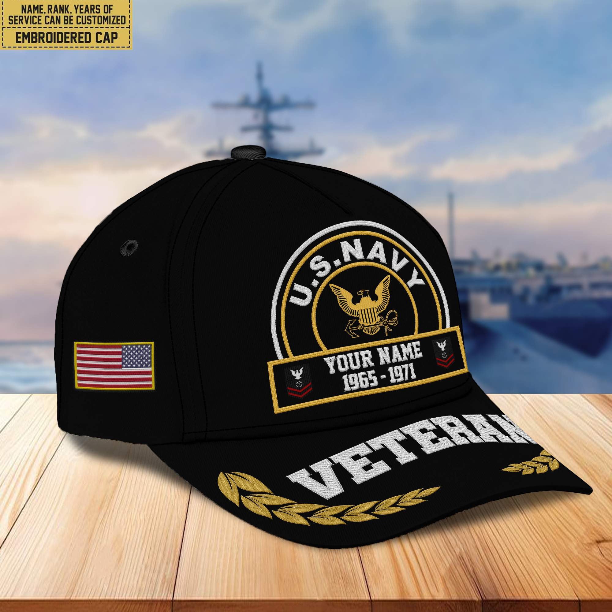 Premium Custom US Navy Embroidered Cap VPVC302302, Cap for Navy Veteran, Gifts For Dad, Gifts On Father's Day, Independence Day, Veterans Day.