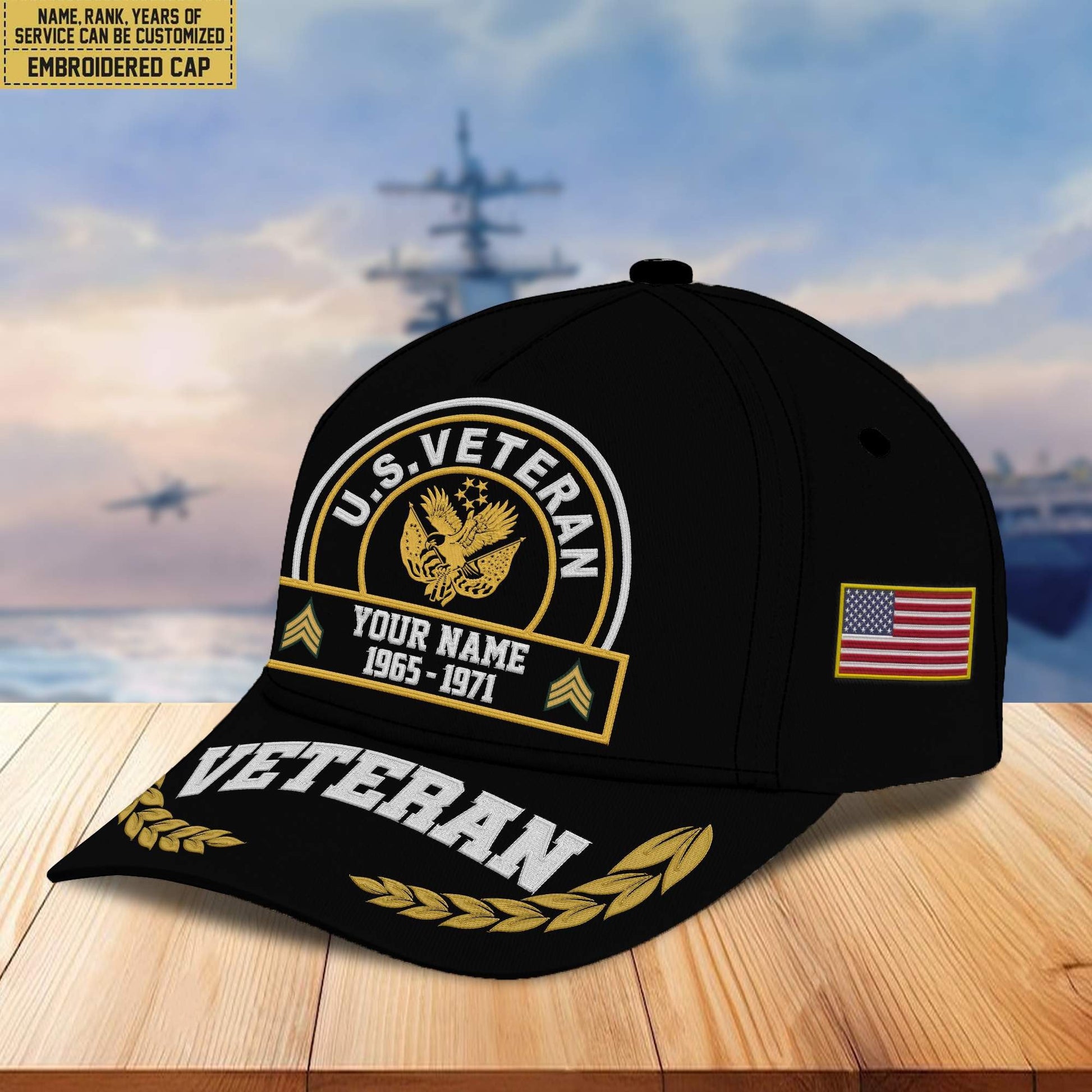 Premium Custom US Veteran Embroidered Cap VPVC302307, Cap for US Veteran, Gifts For Dad, Gifts On Father's Day, Independence Day, Veterans Day.