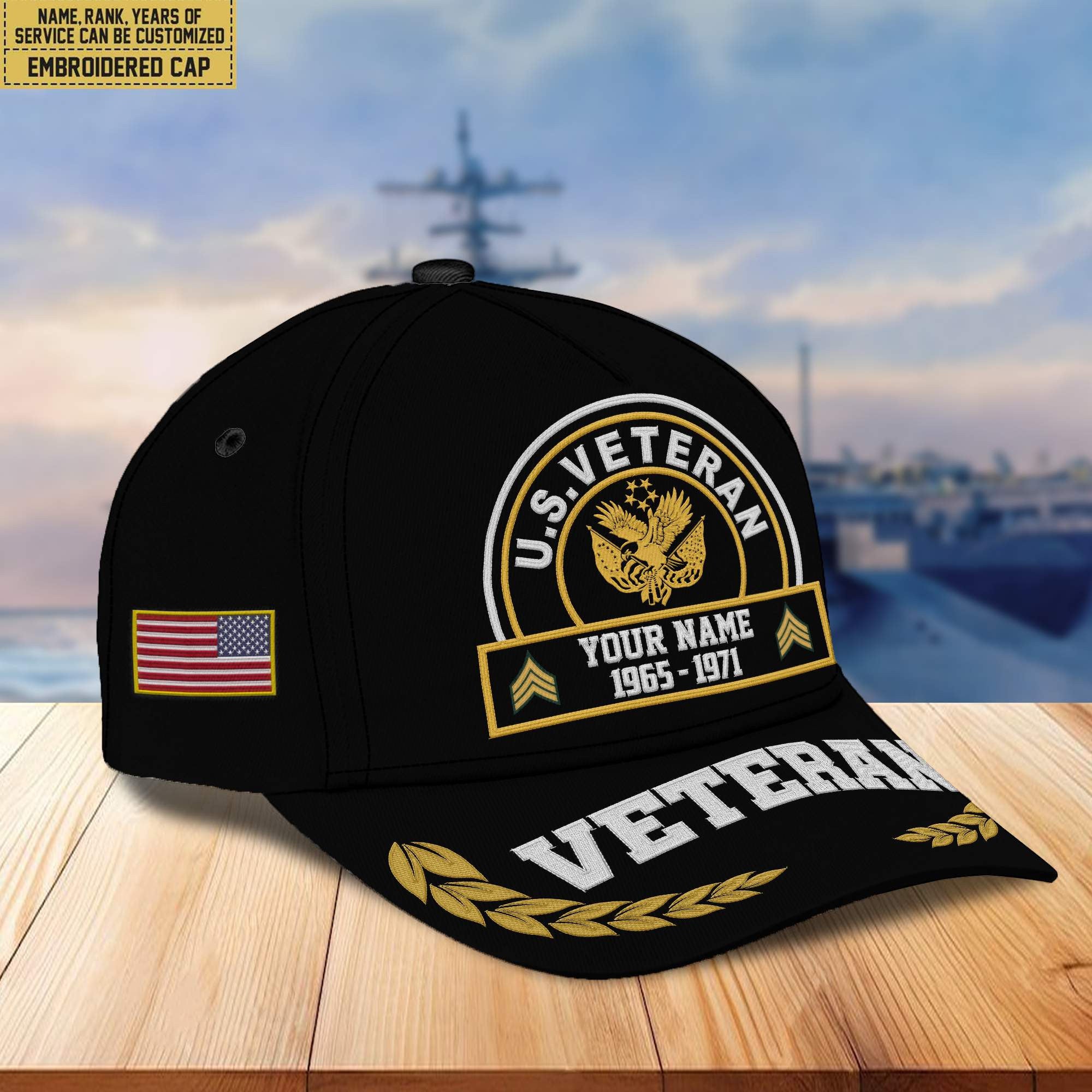 Premium Custom US Veteran Embroidered Cap VPVC302307, Cap for US Veteran, Gifts For Dad, Gifts On Father's Day, Independence Day, Veterans Day.