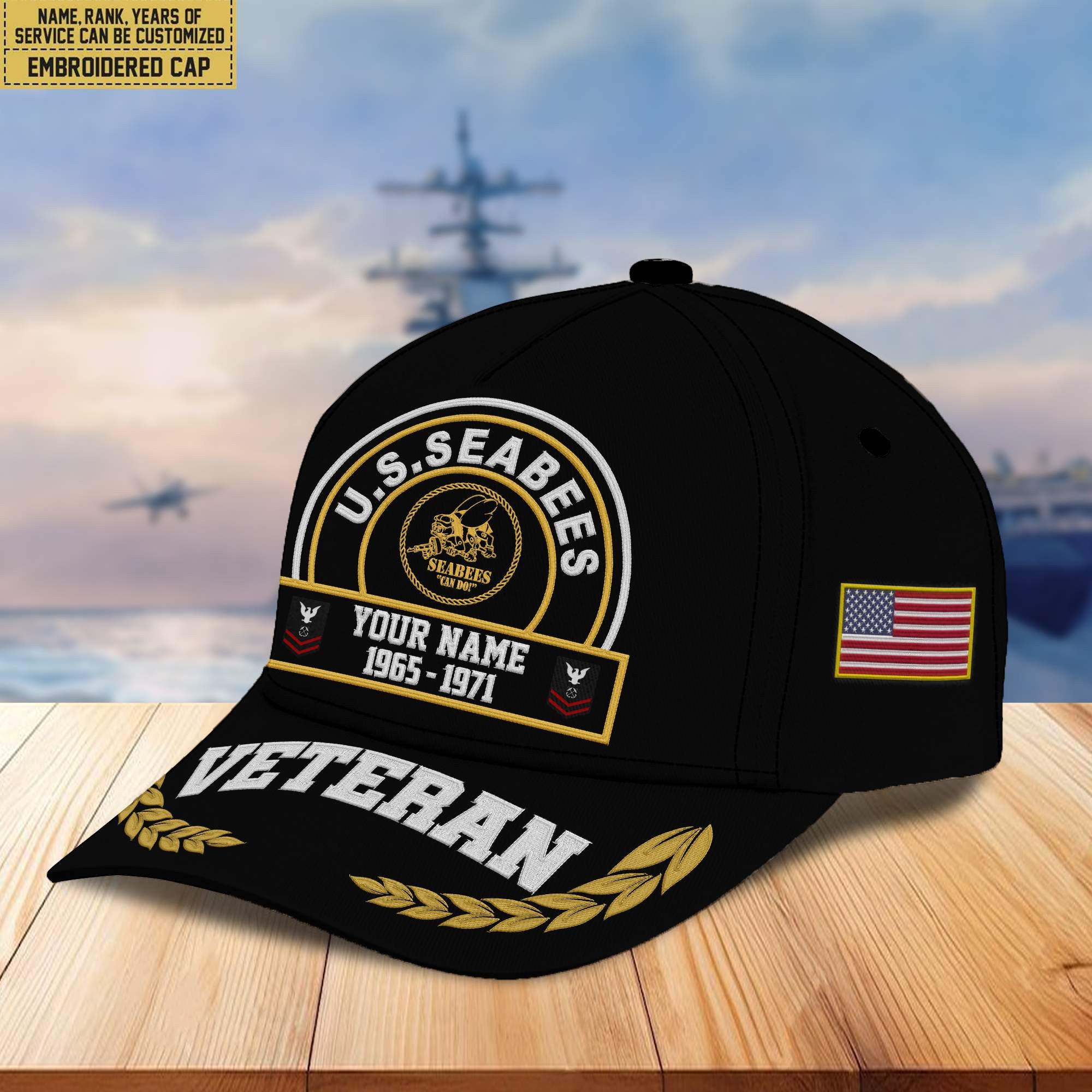 Premium Custom US Seabees Veteran Embroidered Cap VPVC302309, Cap for Seabees Veteran, Gifts For Dad, Gifts On Father's Day, Independence Day, Veterans Day.