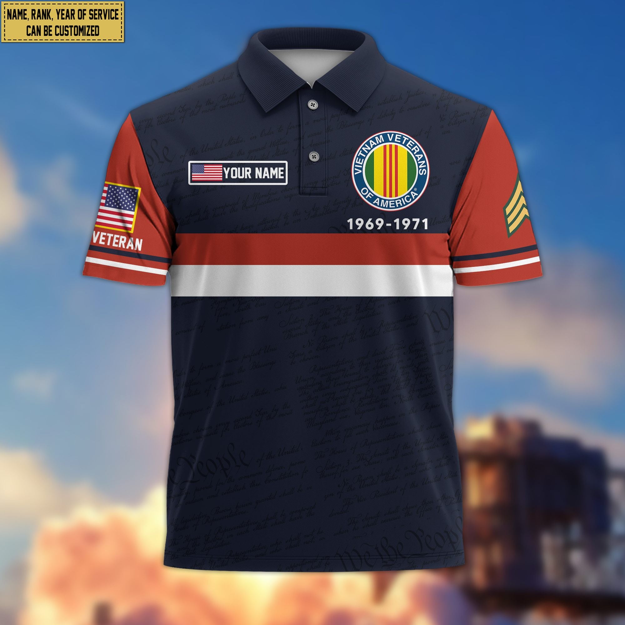 Premium Vietnam Veteran Polo Shirt VPVC205206, Custom Name, Rank, Year, Gifts for Vietnam Veteran, Gifts For Dad, Gifts On Father's Day, Independence Day, Veterans Day.