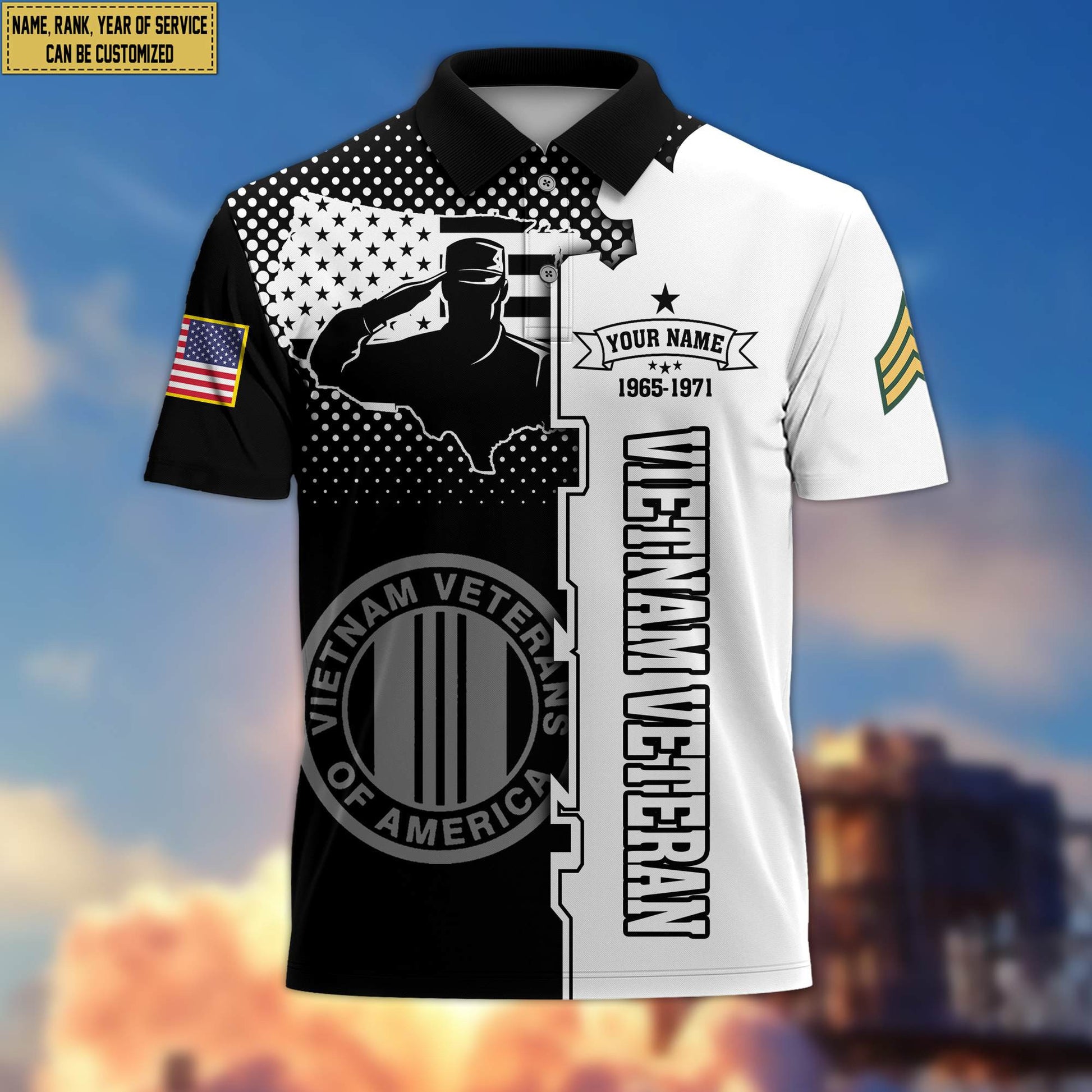 Premium Vietnam Veteran Polo Shirt VPVC207006, Custom Name, Rank, Year, Gifts for Vietnam Veteran, Gifts For Dad, Gifts On Father's Day, Independence Day, Veterans Day.