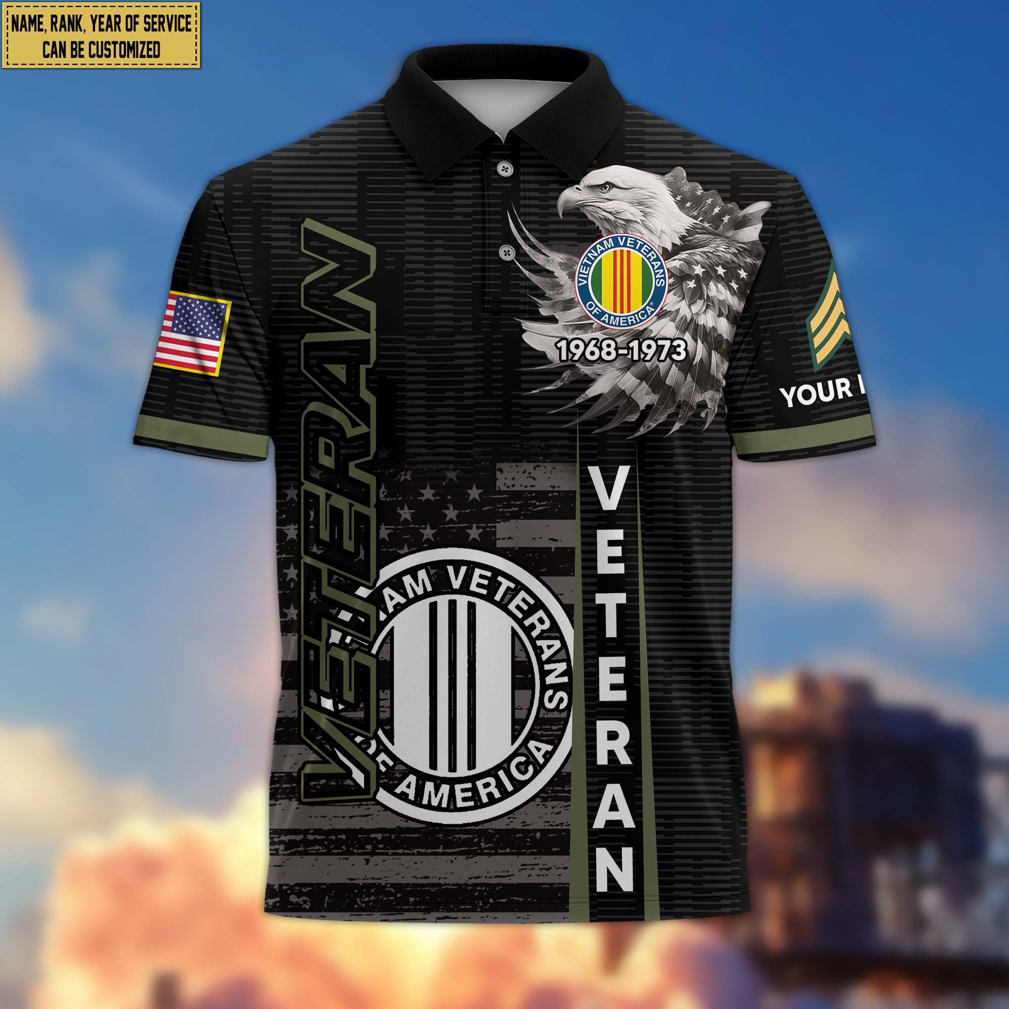 Premium Vietnam Veteran Polo Shirt VPVC205406, Custom Name, Rank, Year, Gifts for Vietnam Veteran, Gifts For Dad, Gifts On Father's Day, Independence Day, Veterans Day.