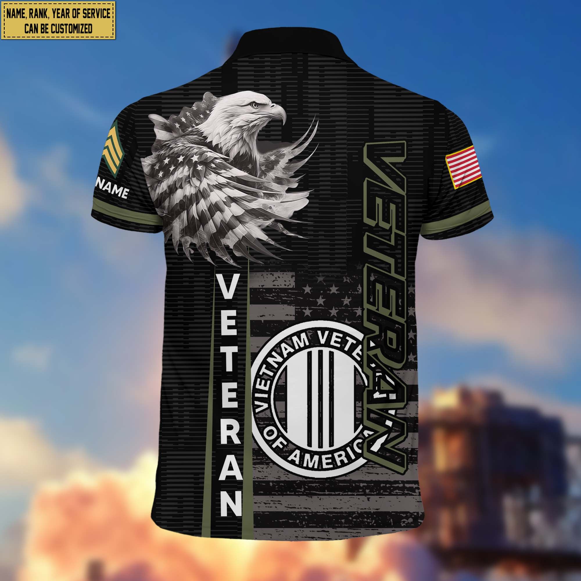 Premium Vietnam Veteran Polo Shirt VPVC205406, Custom Name, Rank, Year, Gifts for Vietnam Veteran, Gifts For Dad, Gifts On Father's Day, Independence Day, Veterans Day.
