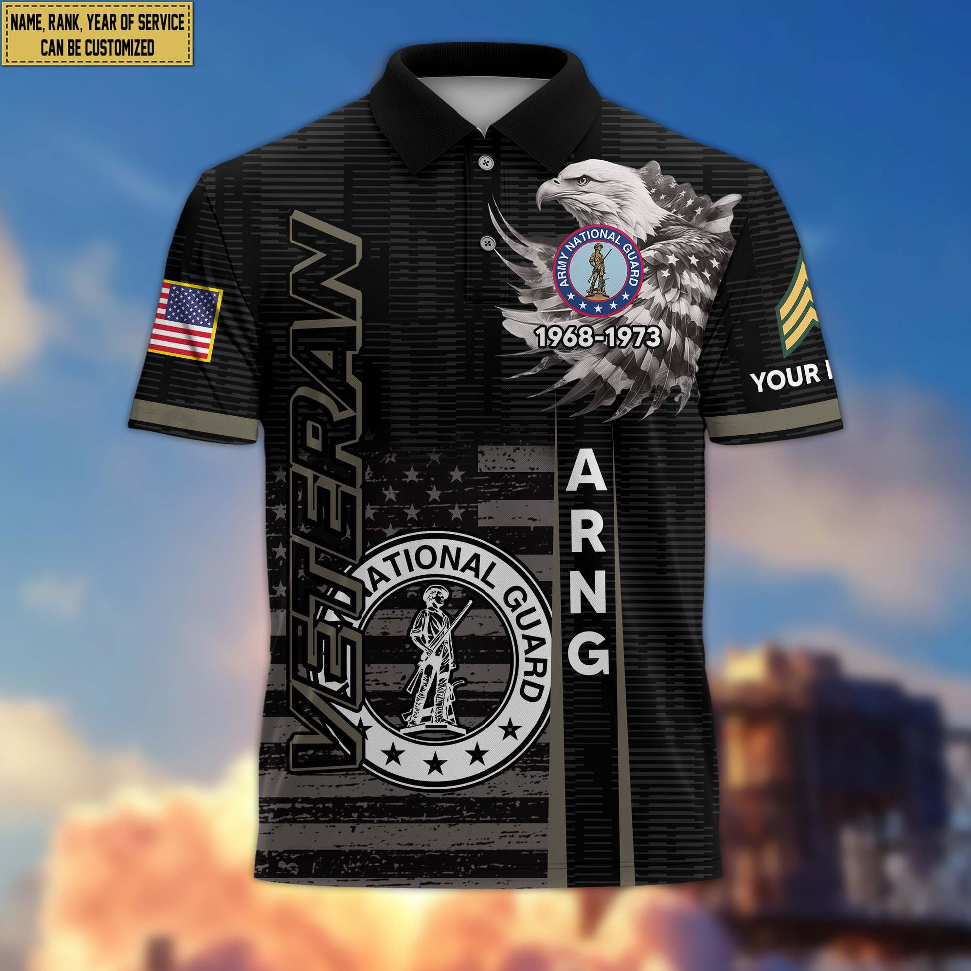 Premium Army National Guard Veteran Polo Shirt VPVC205408, Custom Name, Rank, Year, Gifts for Army National Guard Veteran, Gifts For Dad, Gifts On Father's Day, Independence Day, Veterans Day.