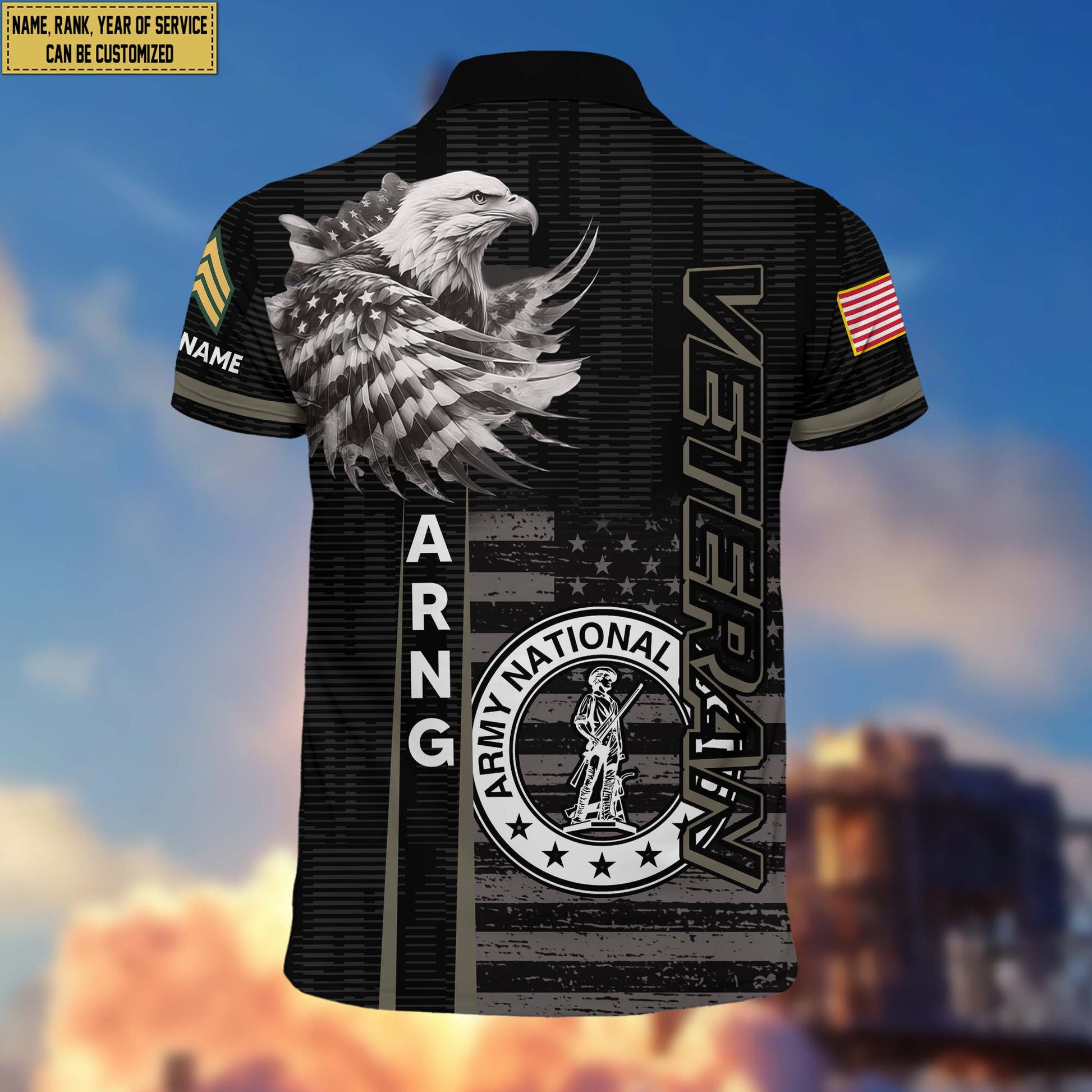 Premium Army National Guard Veteran Polo Shirt VPVC205408, Custom Name, Rank, Year, Gifts for Army National Guard Veteran, Gifts For Dad, Gifts On Father's Day, Independence Day, Veterans Day.