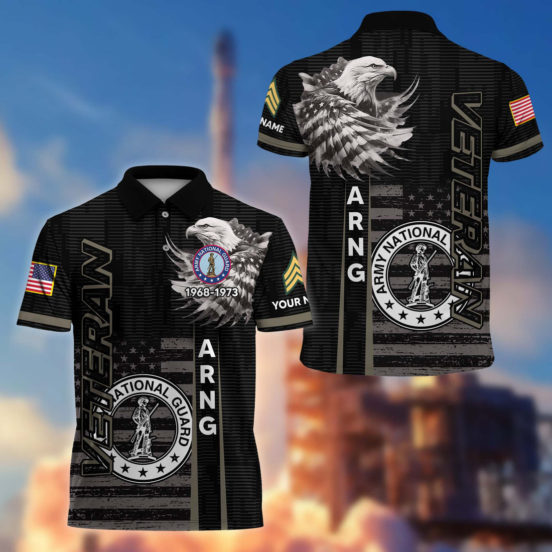 Premium Army National Guard Veteran Polo Shirt VPVC205408, Custom Name, Rank, Year, Gifts for Army National Guard Veteran, Gifts For Dad, Gifts On Father's Day, Independence Day, Veterans Day.