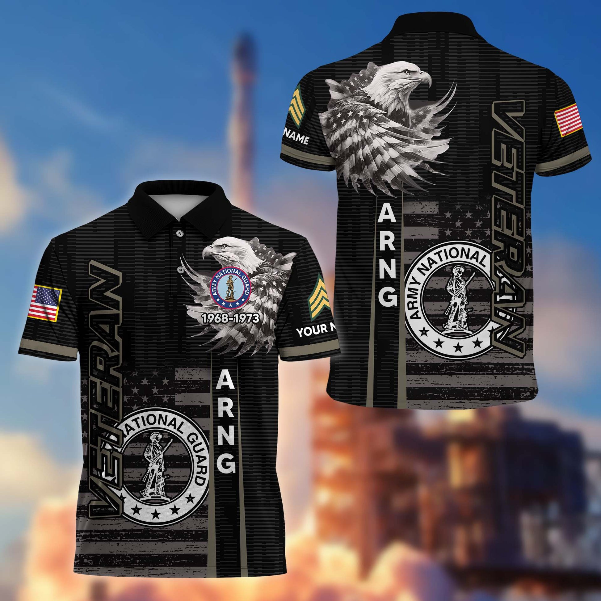 Premium Army National Guard Veteran Polo Shirt VPVC205408, Custom Name, Rank, Year, Gifts for Army National Guard Veteran, Gifts For Dad, Gifts On Father's Day, Independence Day, Veterans Day.