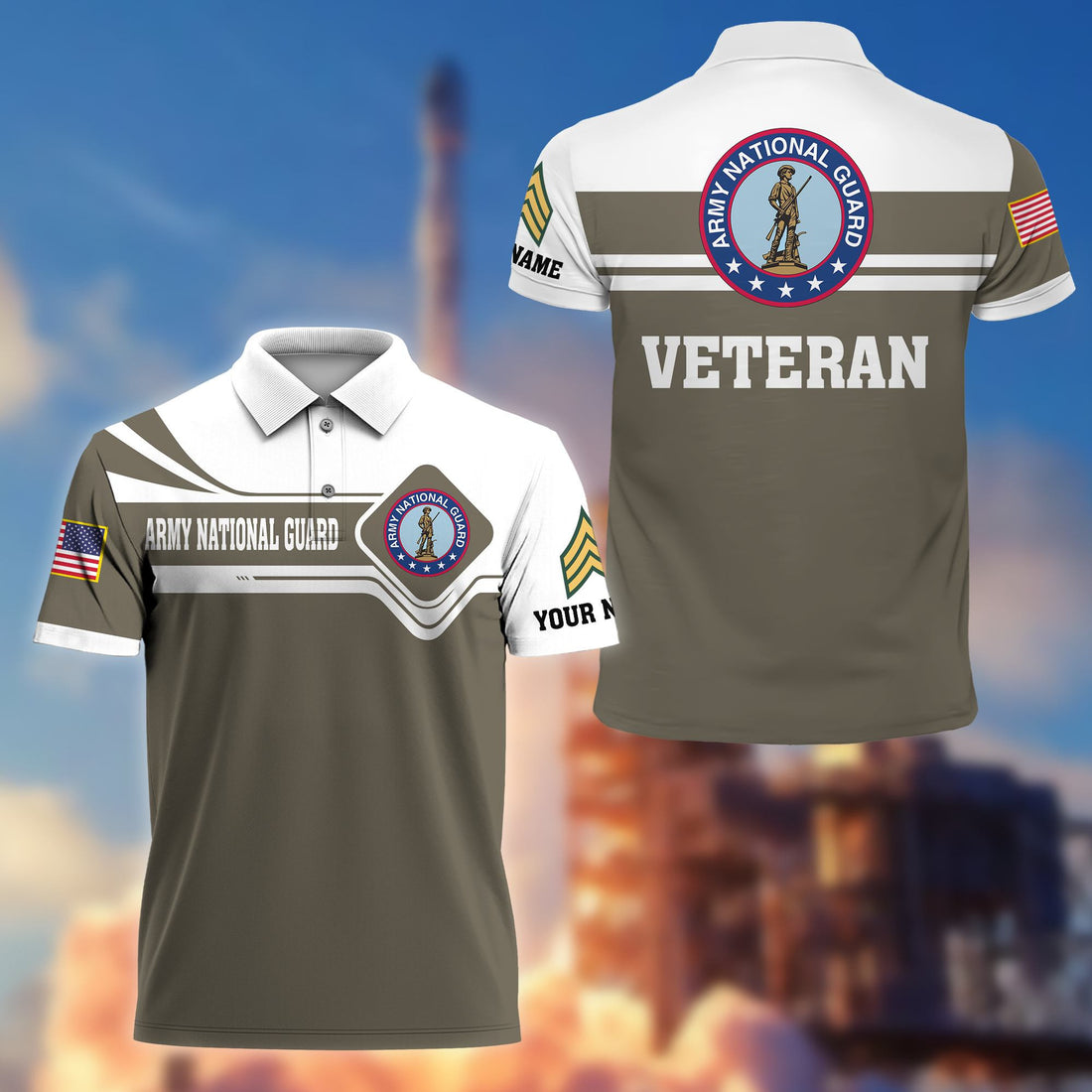 Premium Custom Army National Guard Veteran Polo Shirt VPVC205508, Gifts for Army National Guard Veteran, Gifts For Dad, Gifts On Father's Day, Independence Day, Veterans Day.