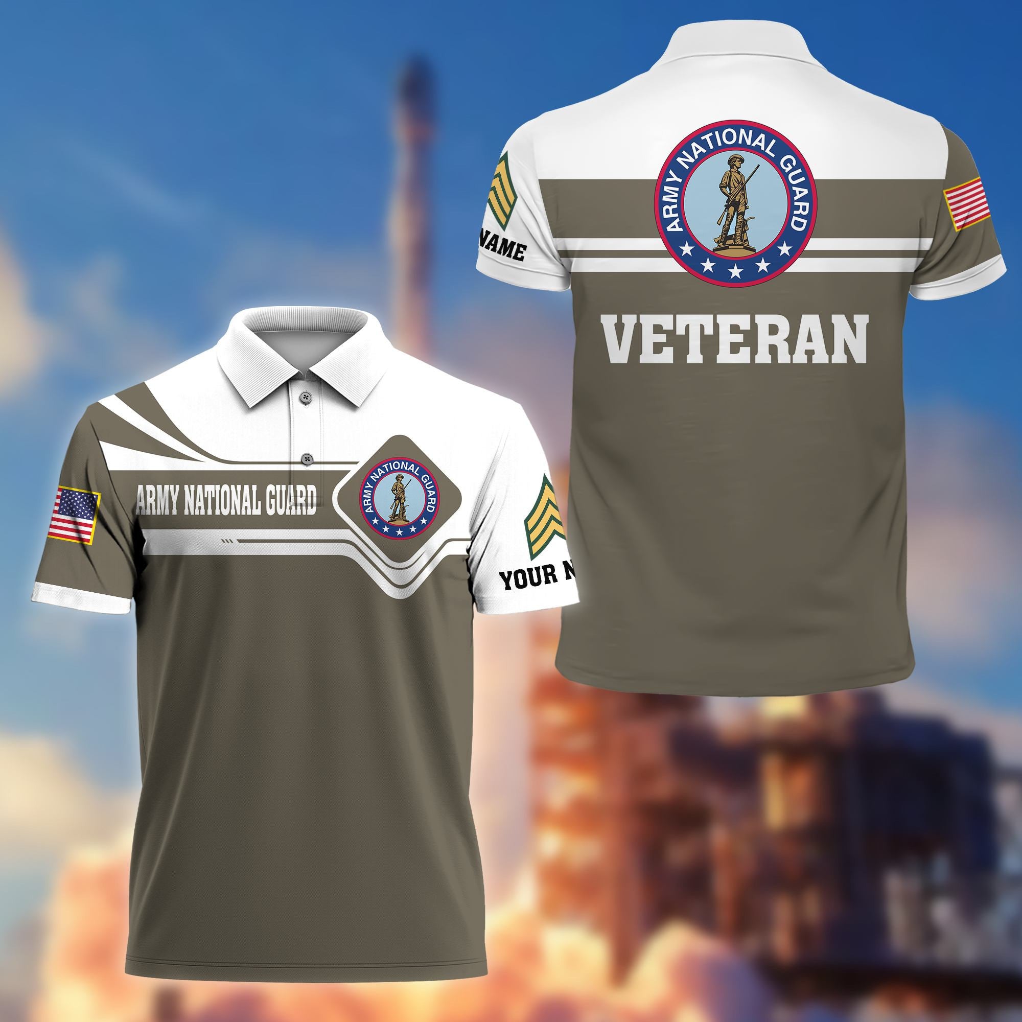 Premium Custom Army National Guard Veteran Polo Shirt VPVC205508, Gifts for Army National Guard Veteran, Gifts For Dad, Gifts On Father's Day, Independence Day, Veterans Day.