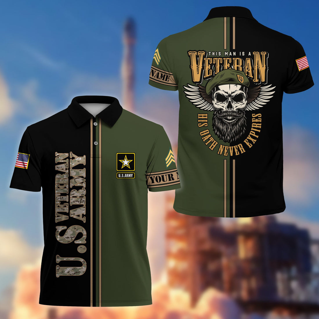 Premium Custom US Army Polo Shirt VPVC205610, Gifts for Army Veteran, Gifts For Dad, Gifts On Father's Day, Independence Day, Veterans Day.