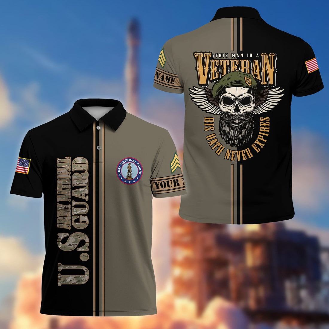 Premium Custom Army National Guard Veteran Polo Shirt VPVC205608, Gifts for Army National Guard Veteran, Gifts For Dad, Gifts On Father's Day, Independence Day, Veterans Day.